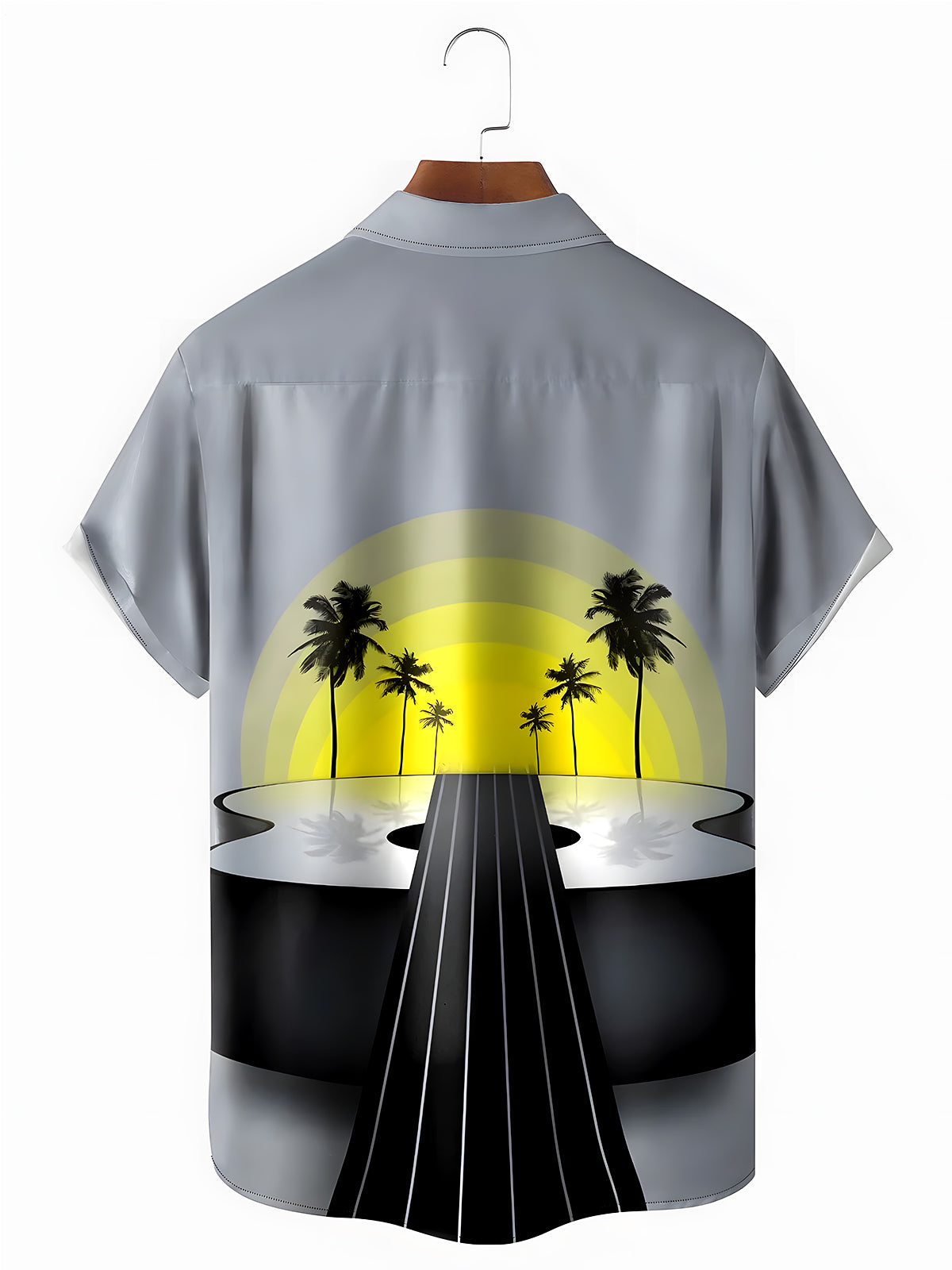 Hawaiian Coconut Tree Guitar Men's Pocket Short Sleeve Shirts