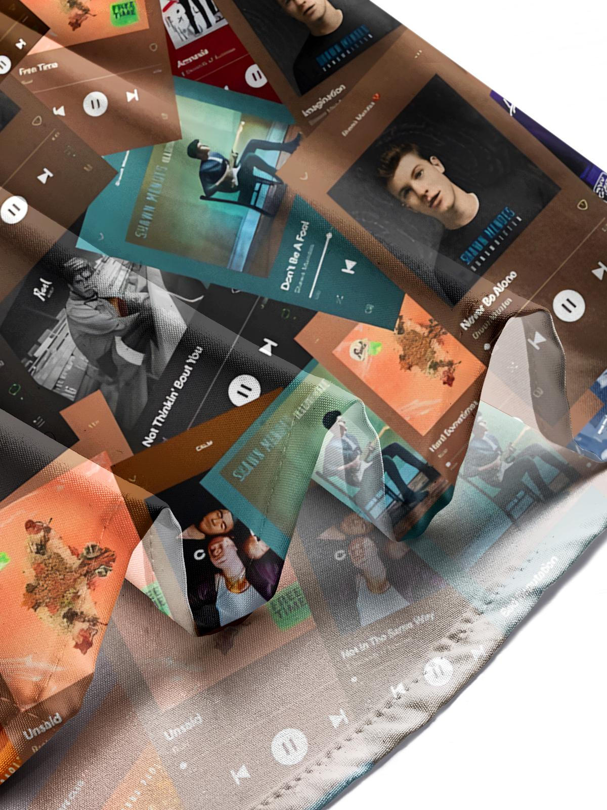 Music Print Men's Pocket Short Sleeve Shirts