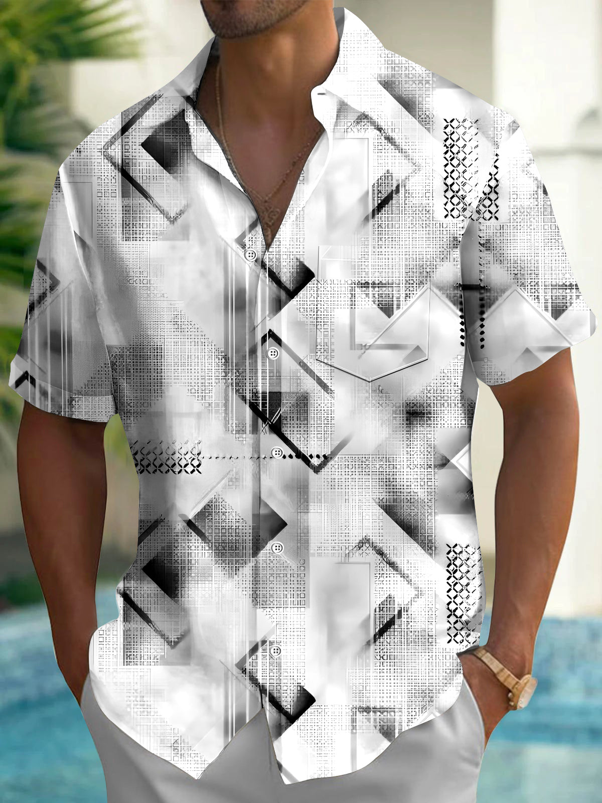 Geometry Men's Pocket Short Sleeve Shirts