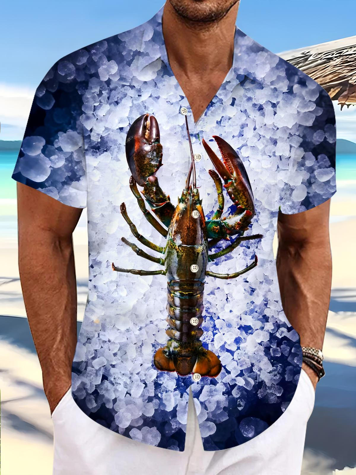 Seafood Crayfish Men's Pocket Short Sleeve Shirts