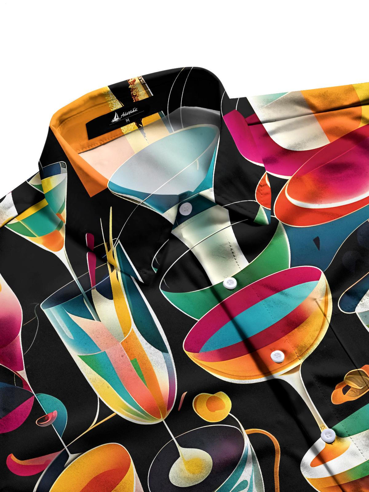 Wine Glass Men's Pocket Short Sleeve Shirts