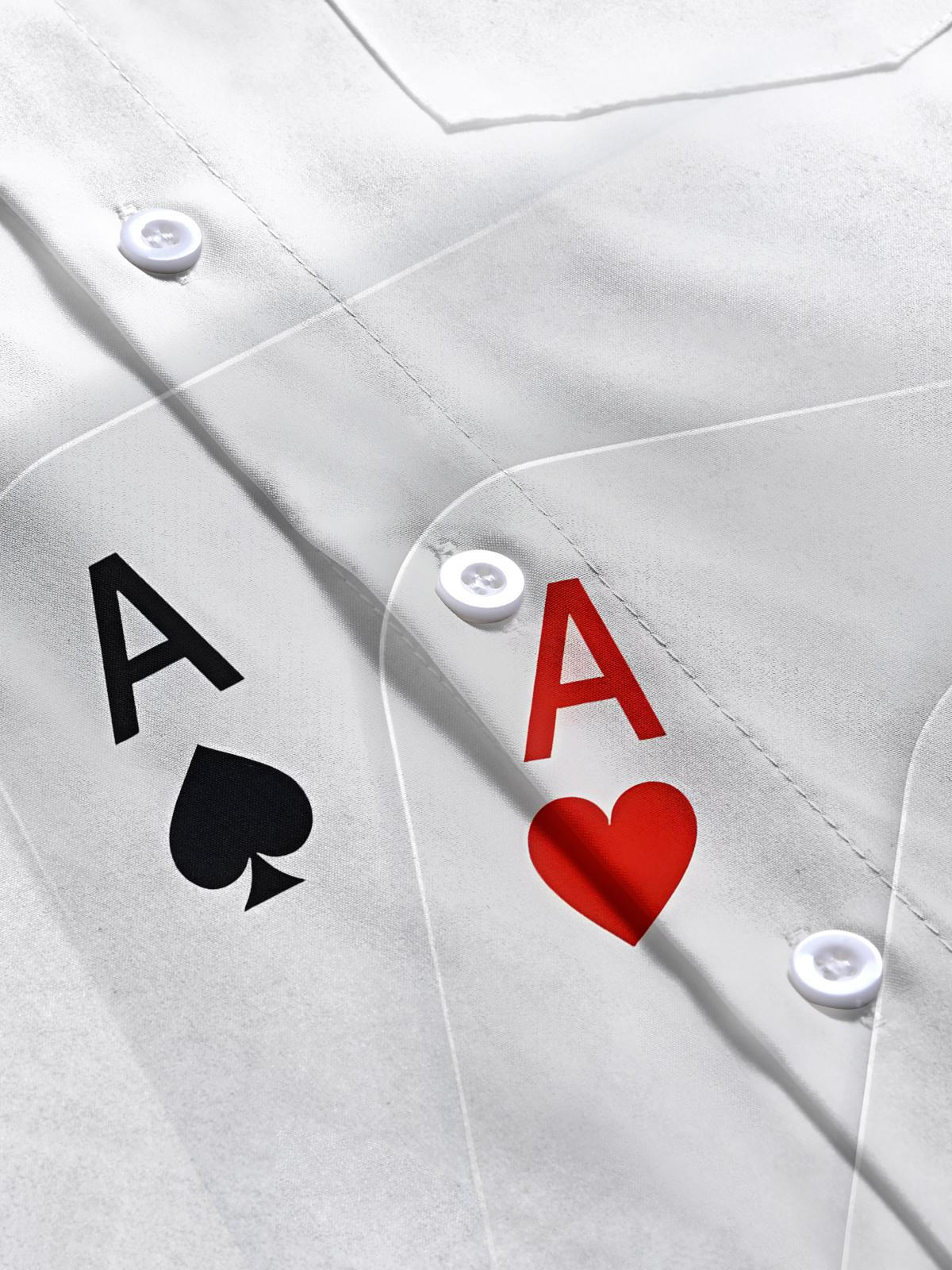 Poker Print Men's Pocket Short Sleeve Shirts