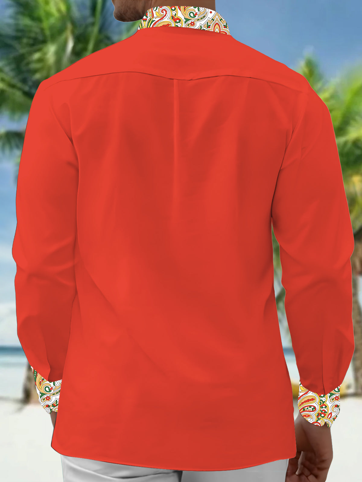 Floral Men's Pocket Long Sleeve Shirts