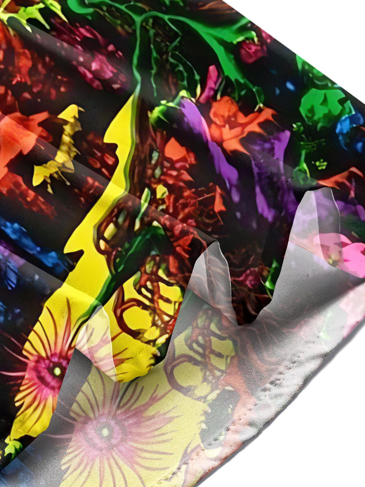 Abstract Landscape Print Men's Pocket Short Sleeve Shirts