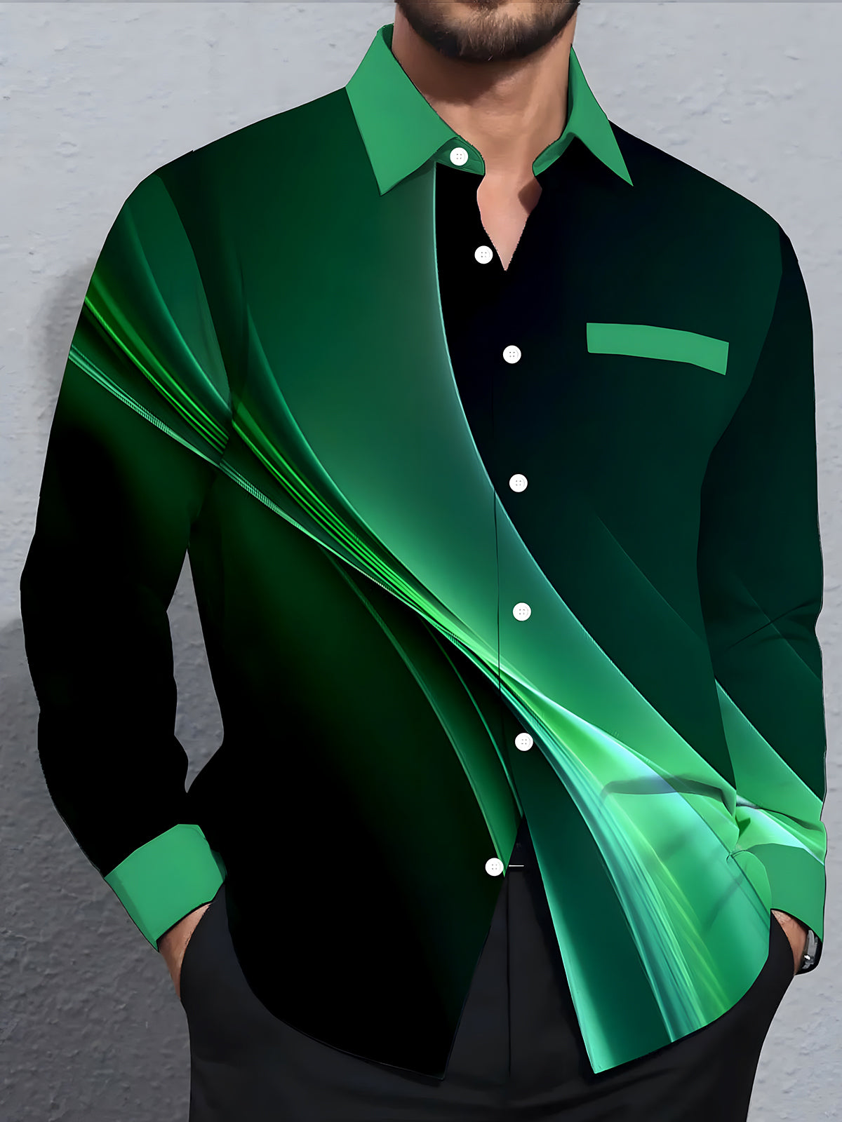 Abstract Men's Pocket Long Sleeve Shirts