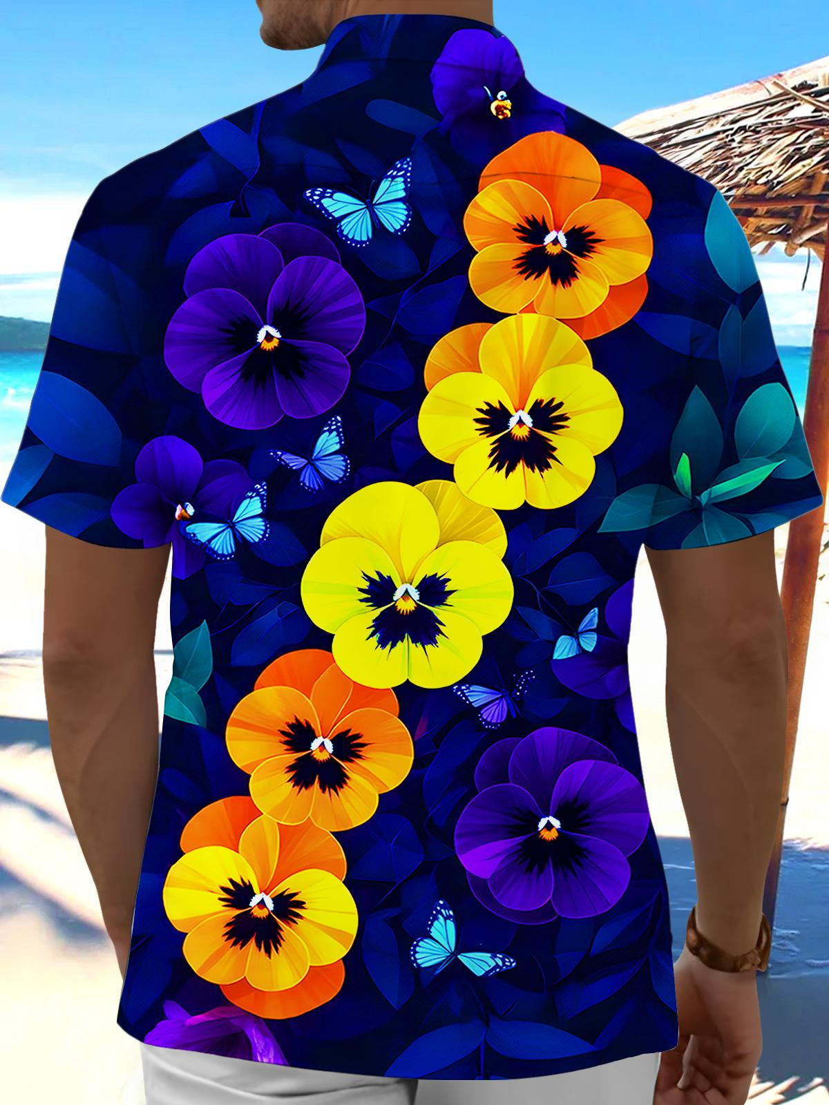 Floral Men's Pocket Short Sleeve Shirts