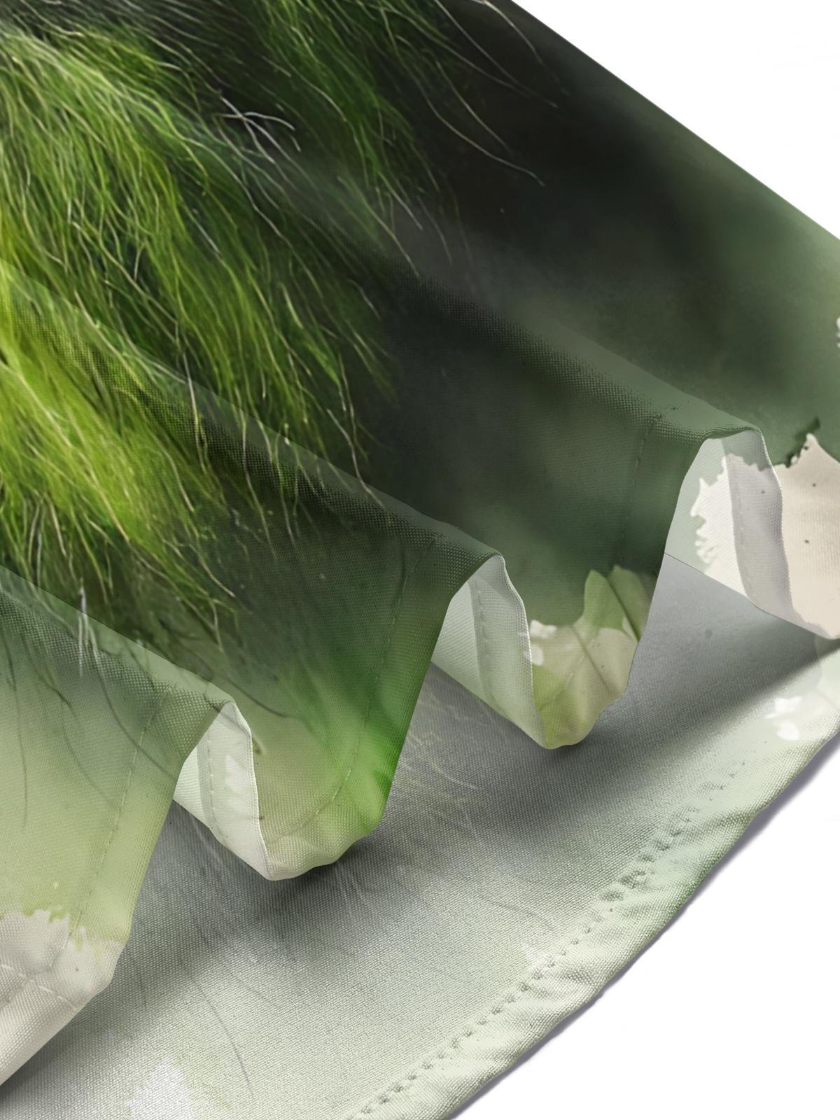 Green Orangutan Print Men's Pocket Short Sleeve Shirts