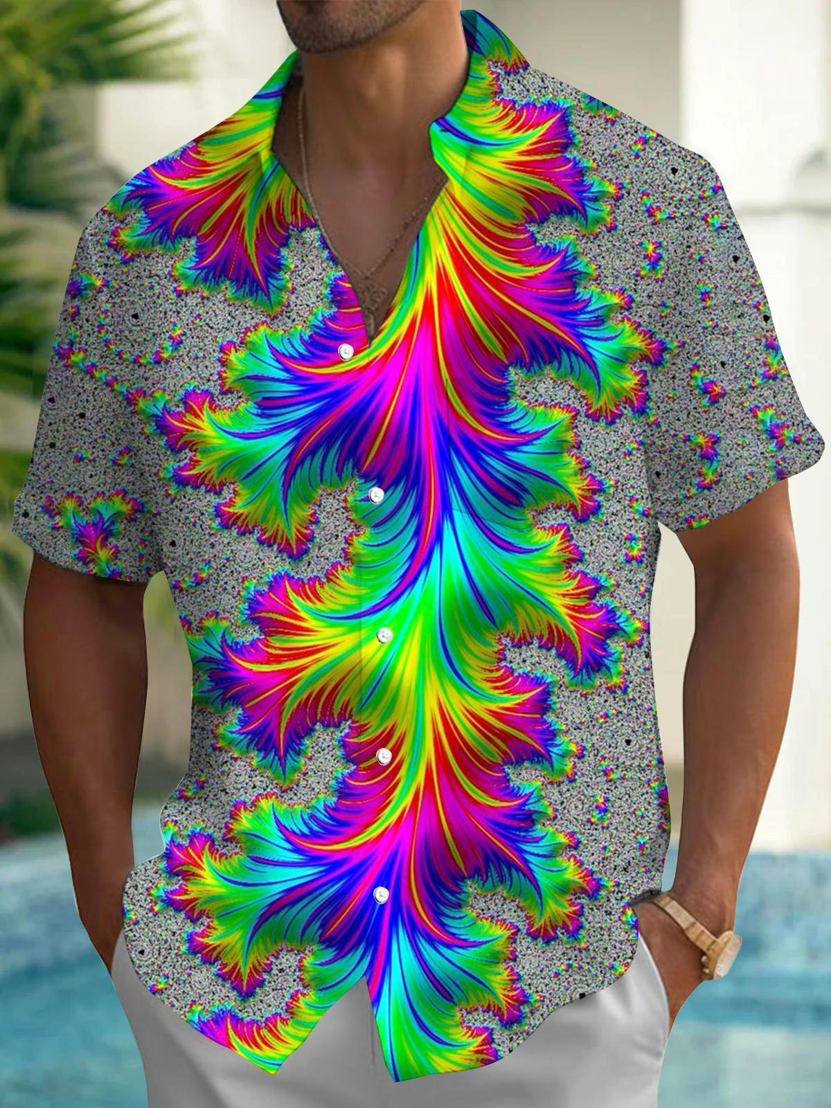 Abstract Gradient Print Men's Pocket Short Sleeve Shirts