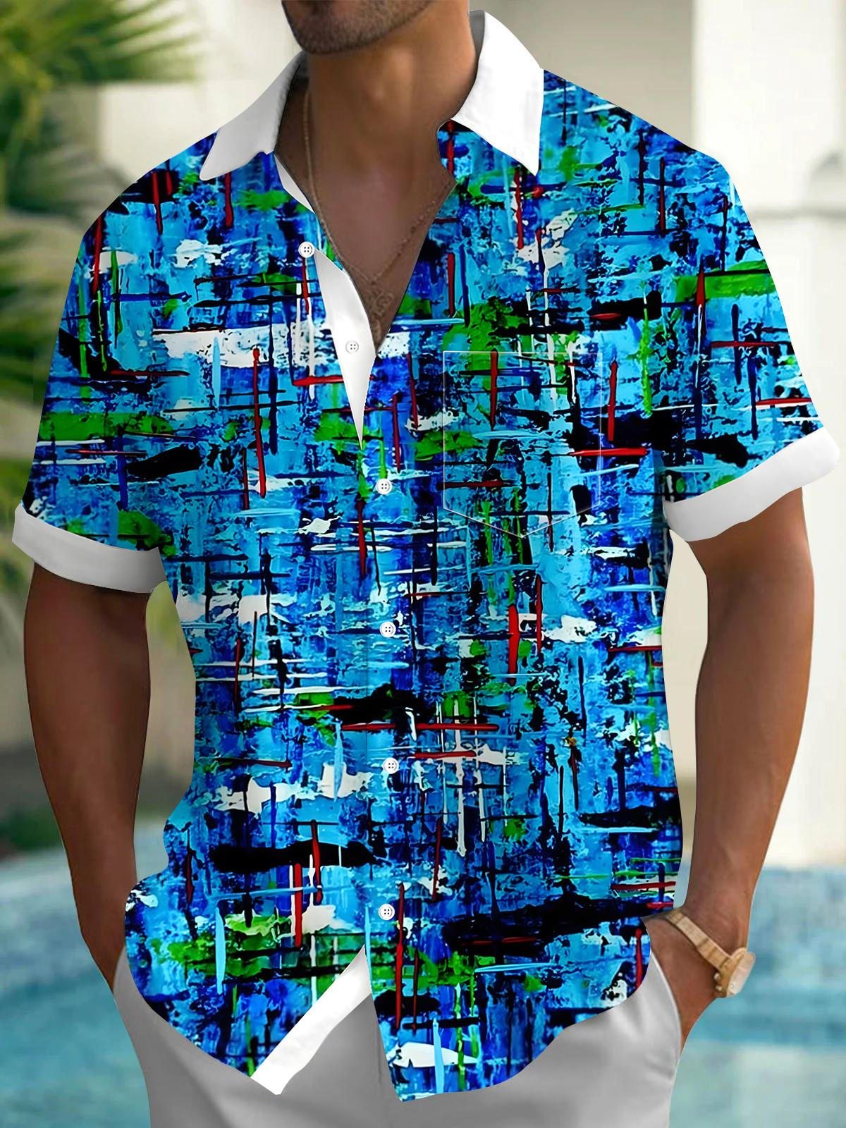 Tie Dye Men's Pocket Short Sleeve Shirts