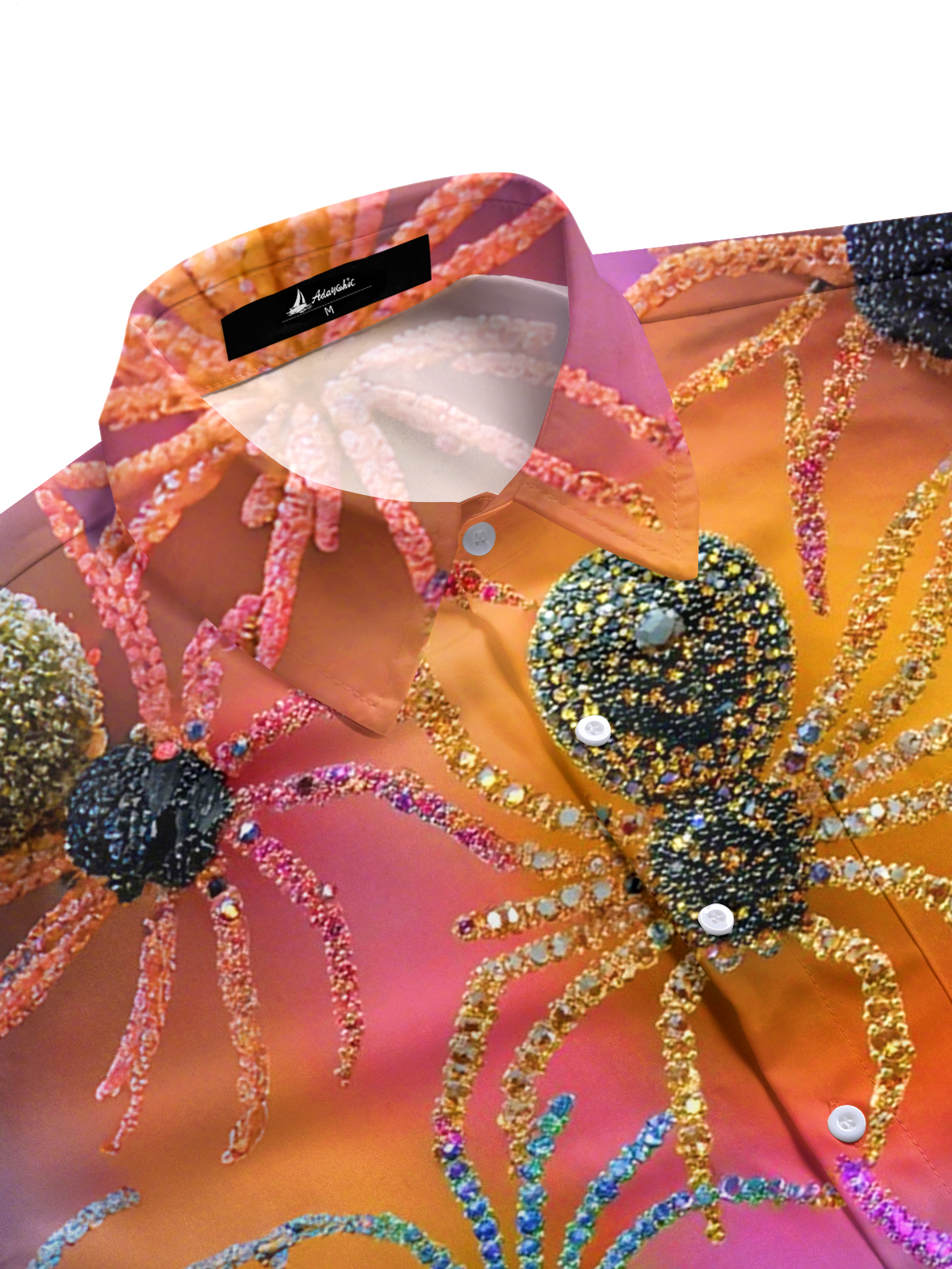 Spider Print Men's Pocket Short Sleeve Shirts