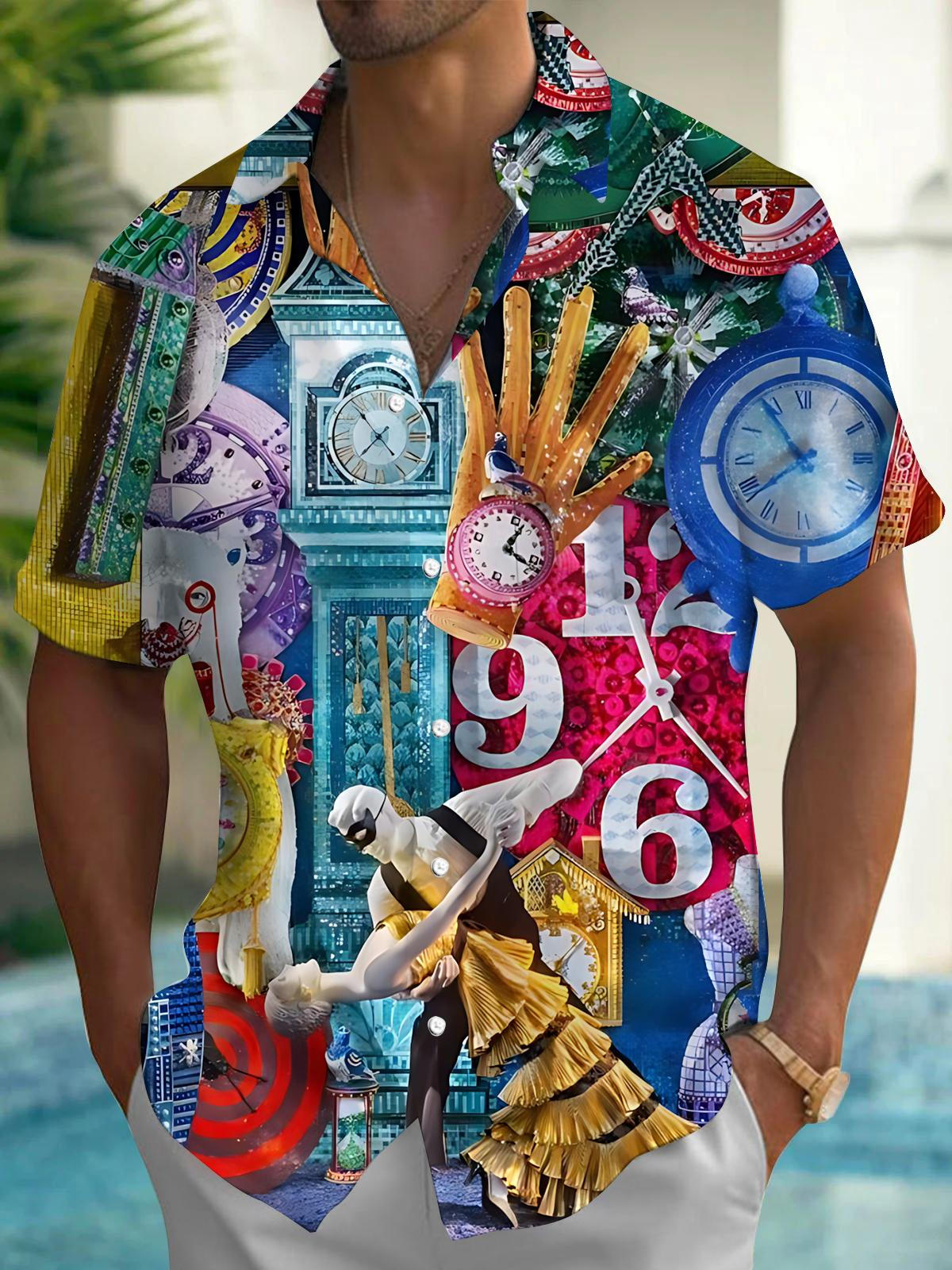 New Year Countdown Art Print Men's Pocket Short Sleeve Shirts