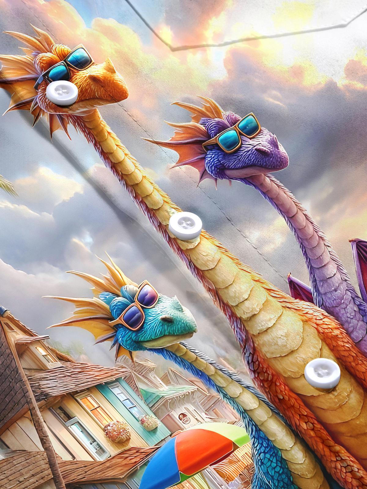 Vacation Dinosaur Men's Pocket Short Sleeve Shirts