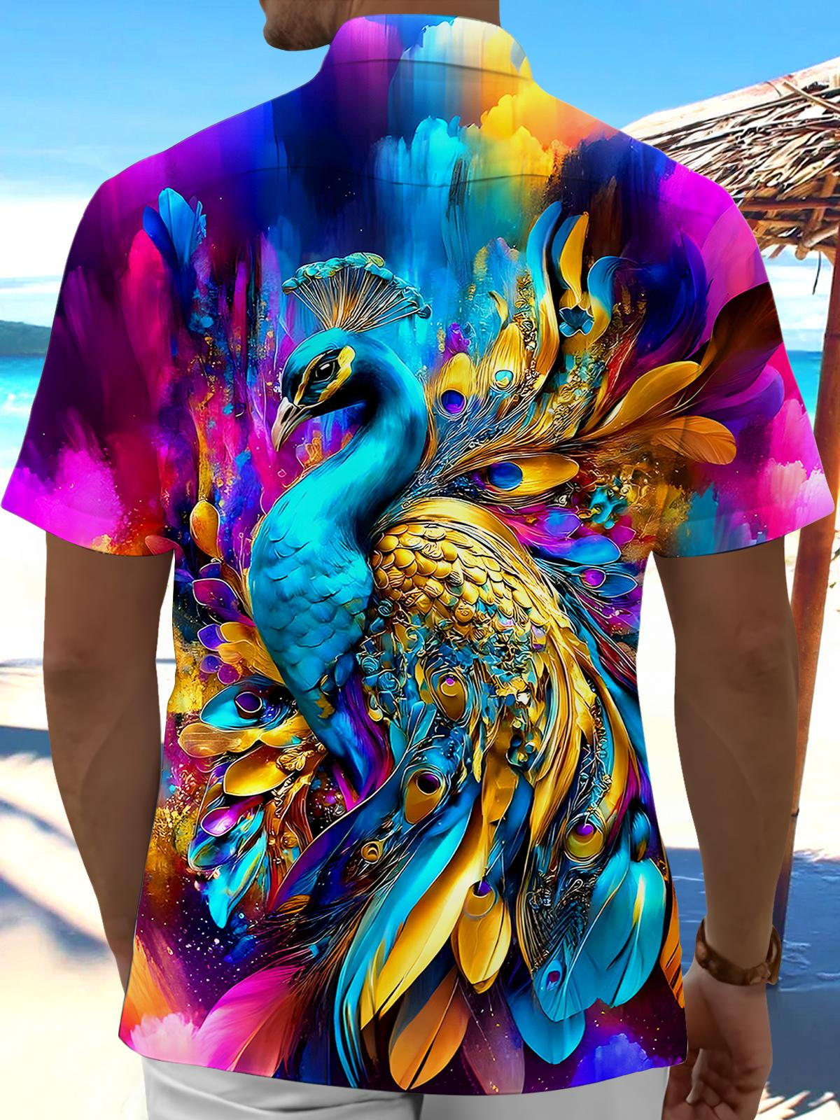 Peacock Men's Pocket Short Sleeve Shirts