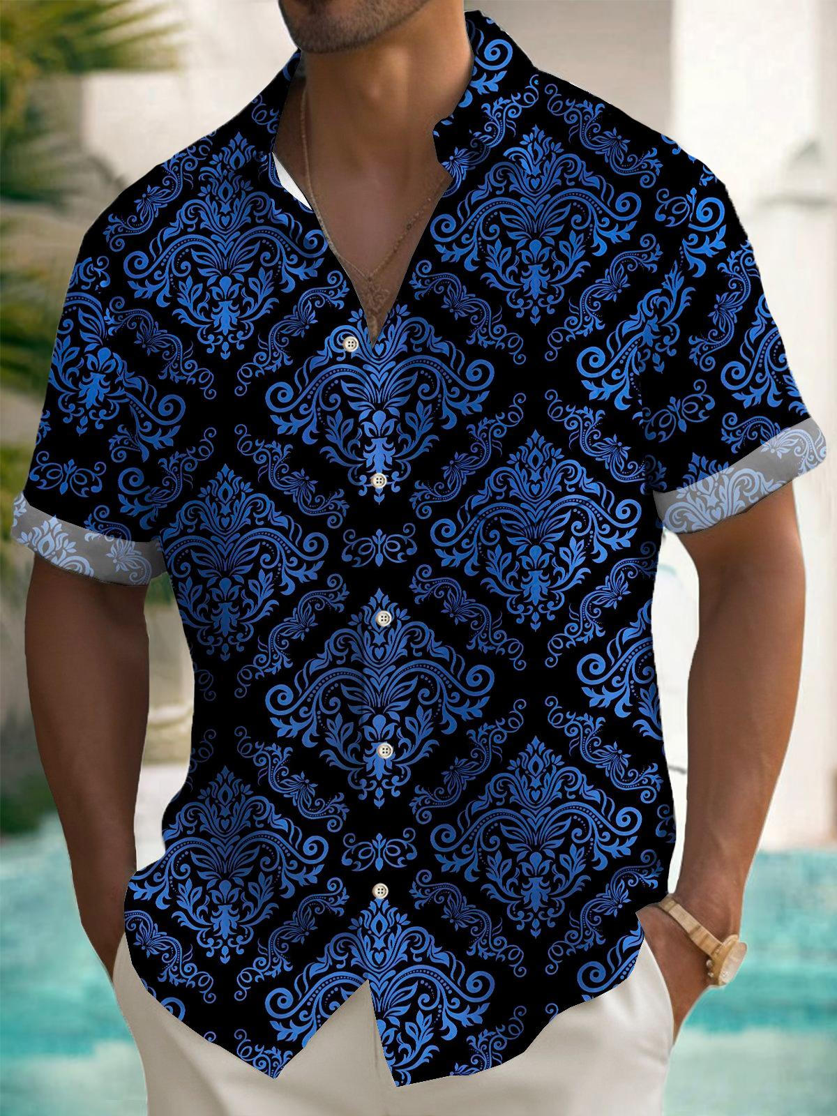 Vintage Baroque Art Print Men's Pocket Short Sleeve Shirts