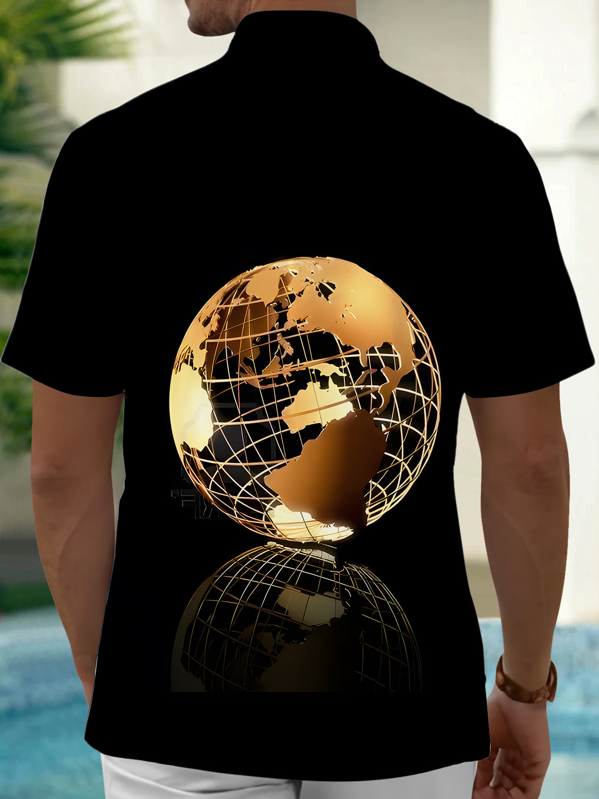 Earth Print Men's Pocket Short Sleeve Shirts