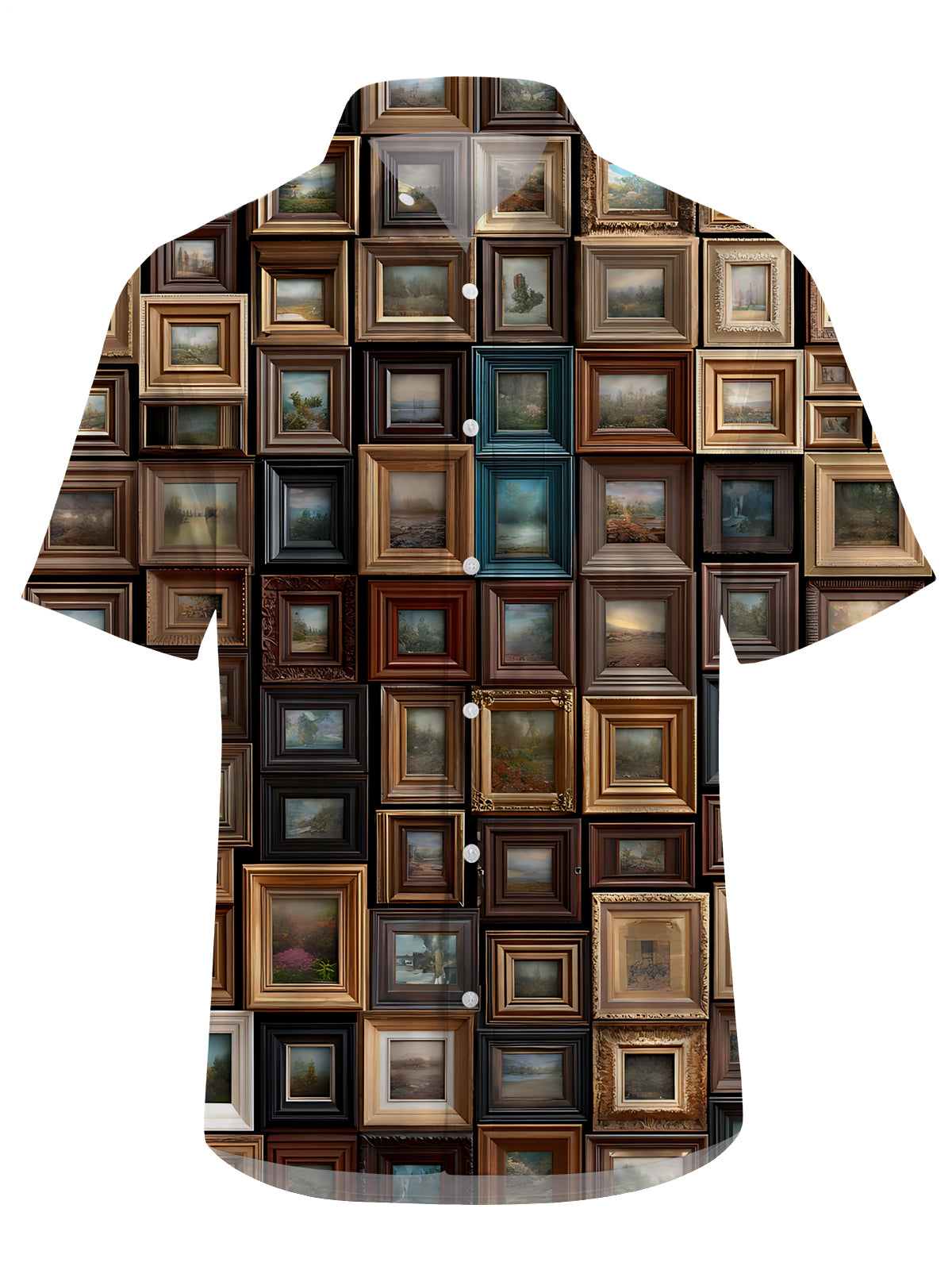 Vintage Album Print Men's Pocket Short Sleeve Shirts