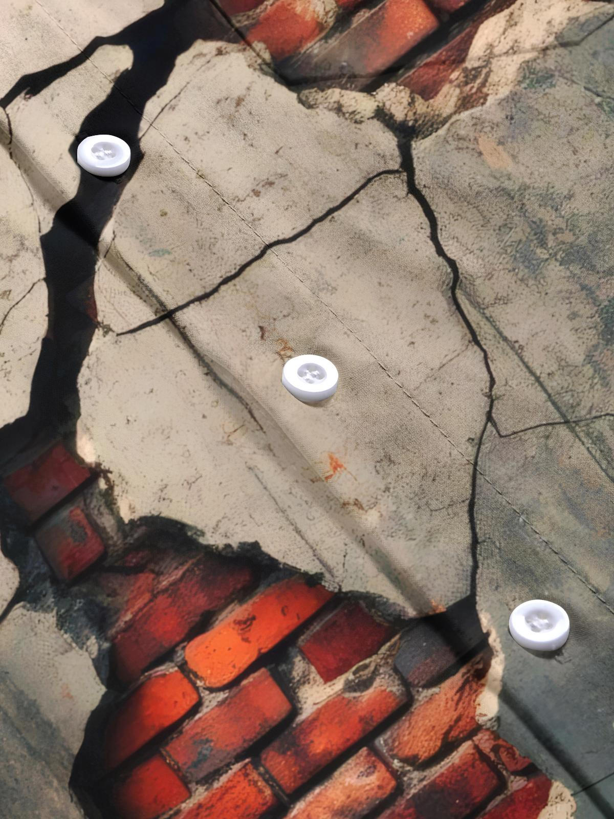 Wall Print Men's Pocket Short Sleeve Shirts