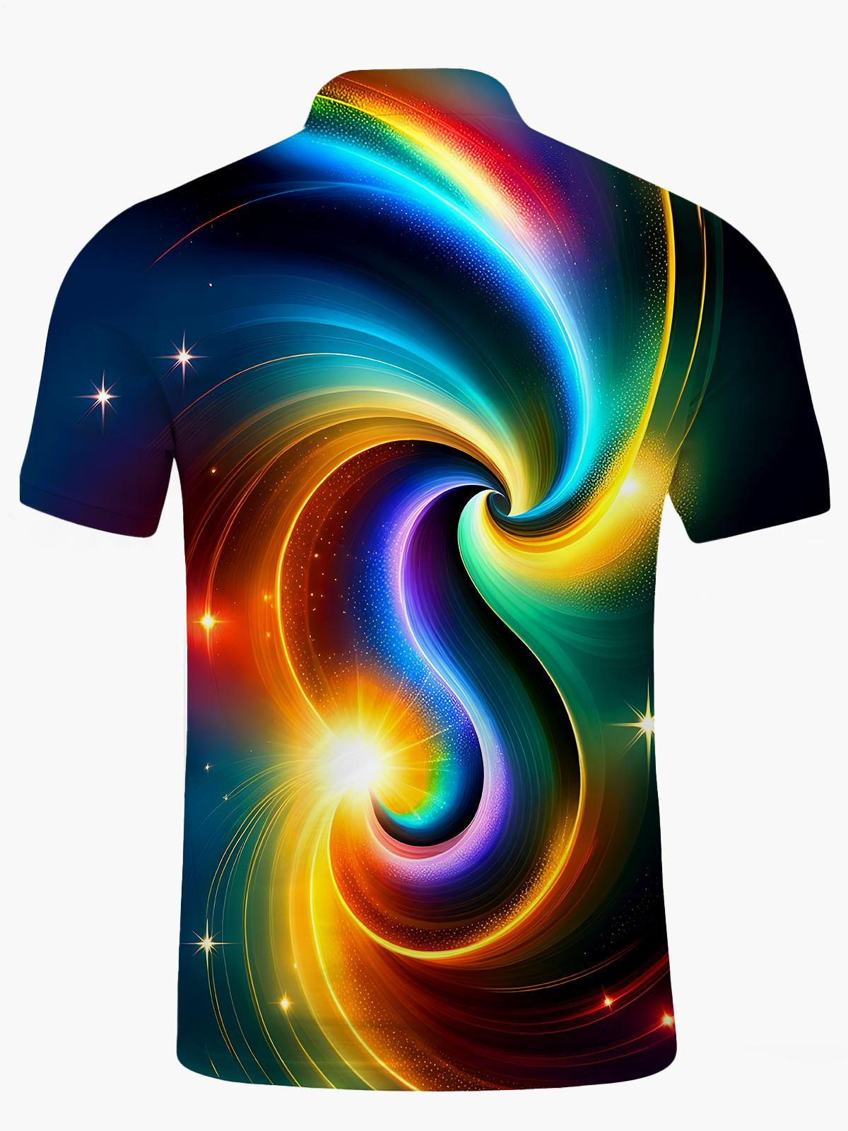 Abstract Men's Short Sleeve Button Polo Shirt