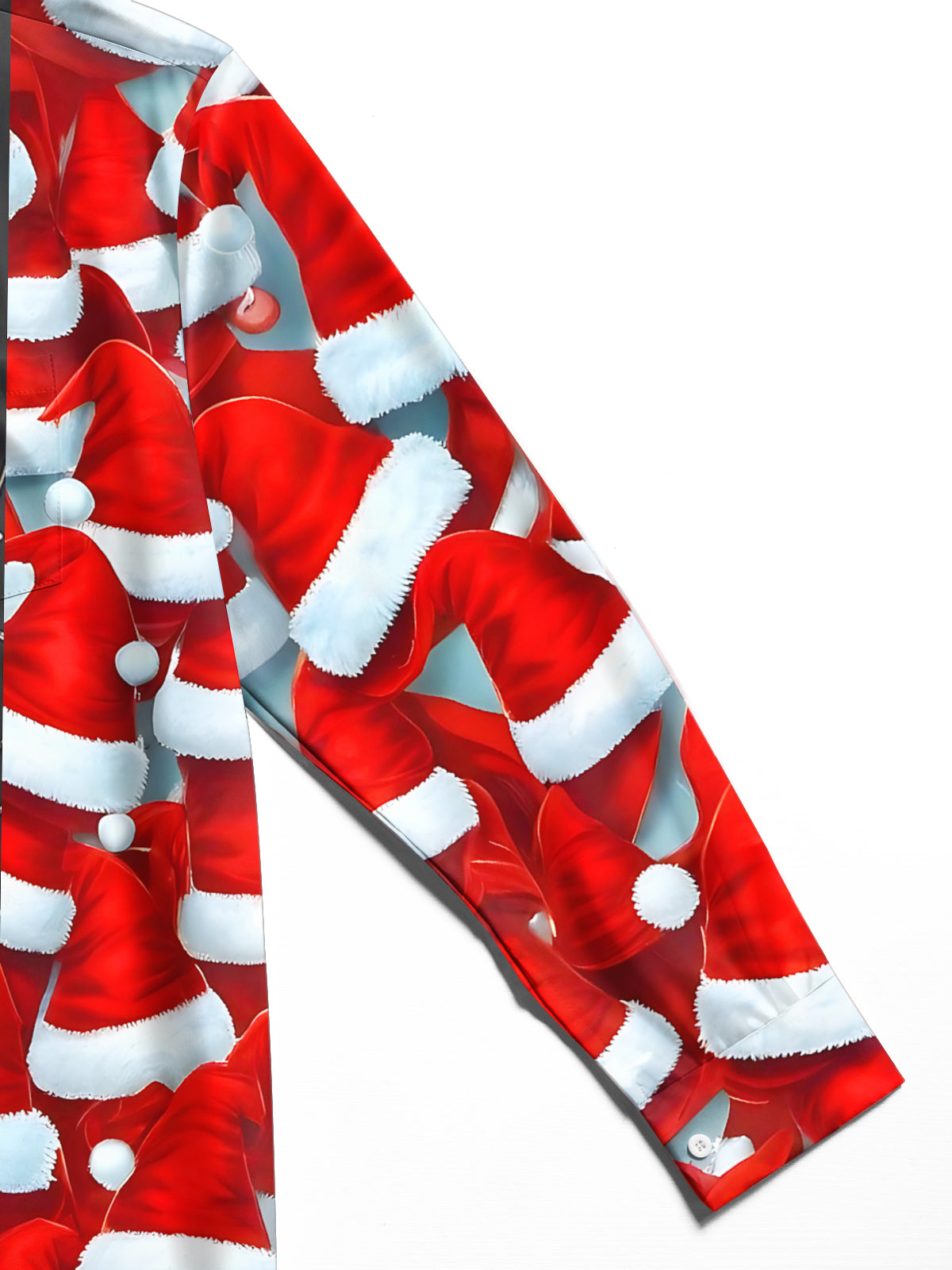 Christmas Hat Print Men's Pocket Long Sleeve Shirts