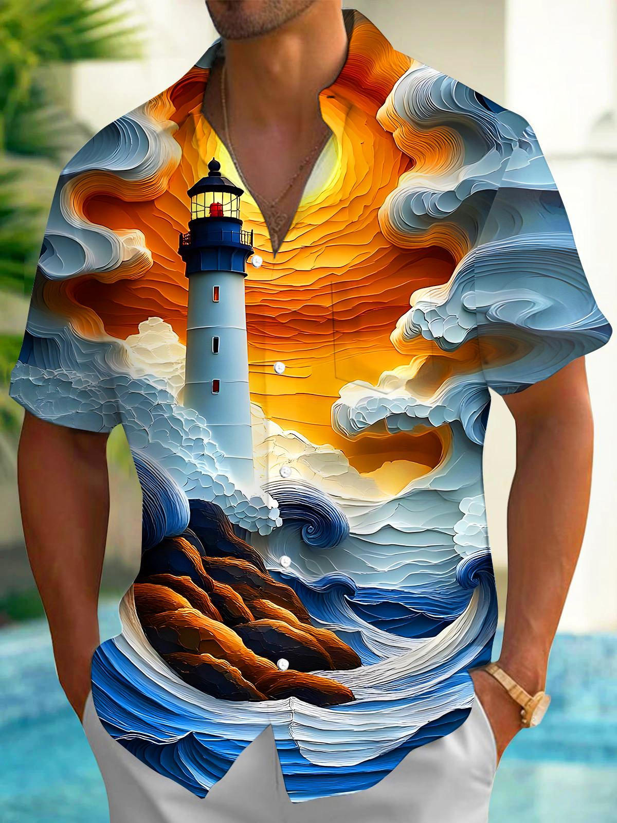 Lighthouse Relief Men's Pocket Short Sleeve Shirts