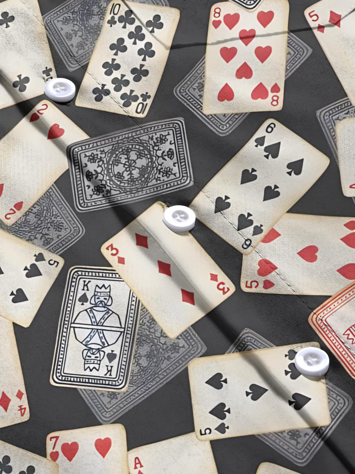 Poker Print Men's Pocket Short Sleeve Shirts