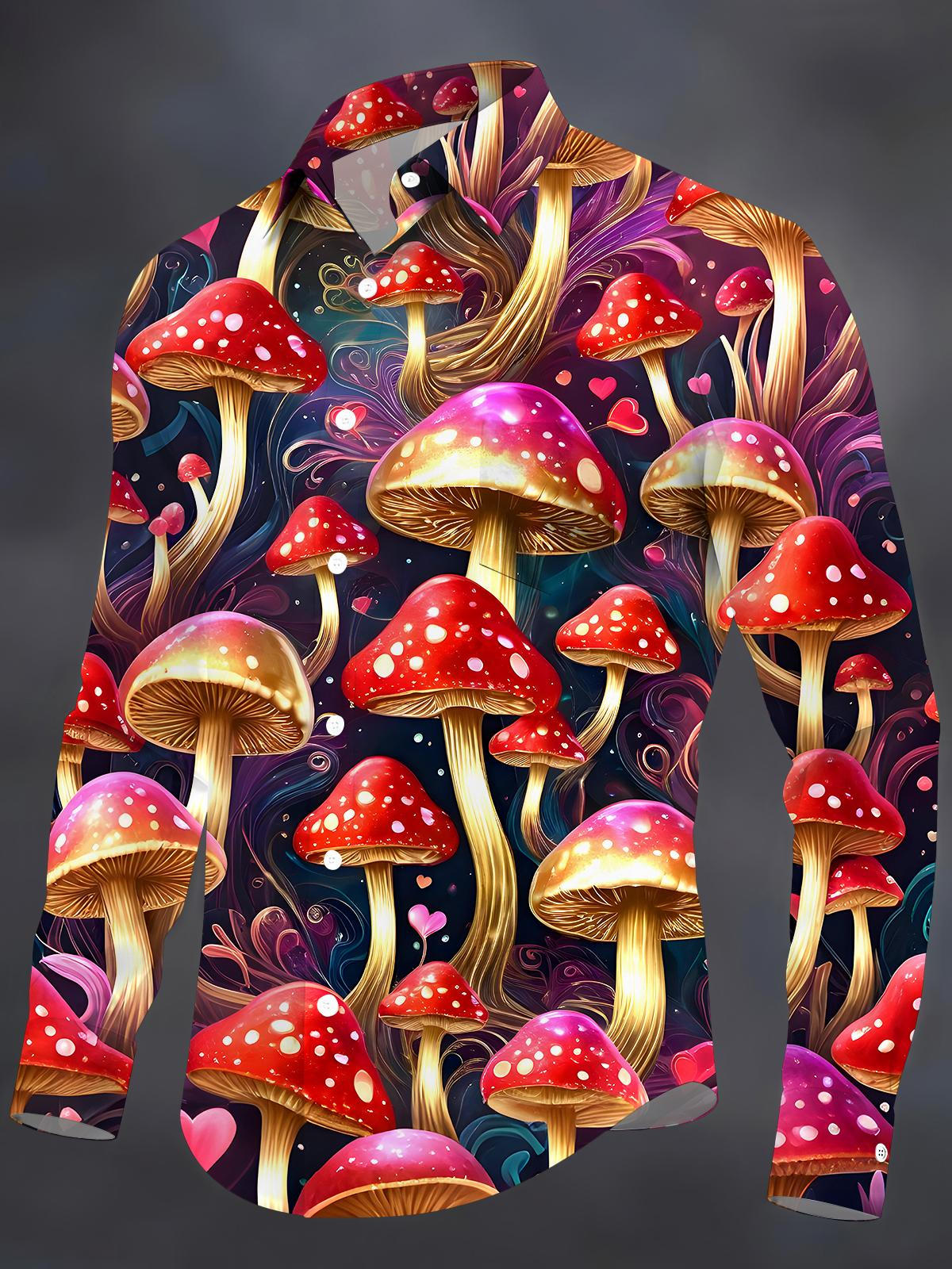 Mushroom Men's Pocket Long Sleeve Shirts