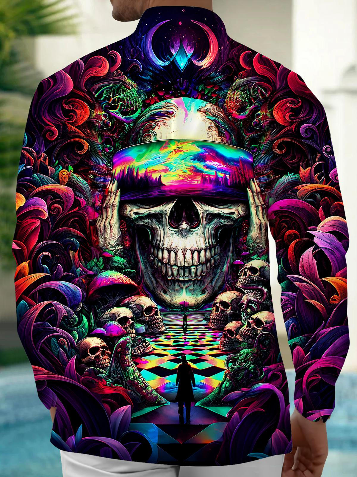 Skull Men's Pocket Long Sleeve Shirts