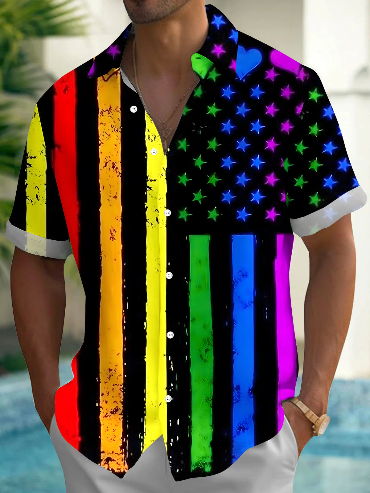 Independence Day Men's Pocket Short Sleeve Shirts