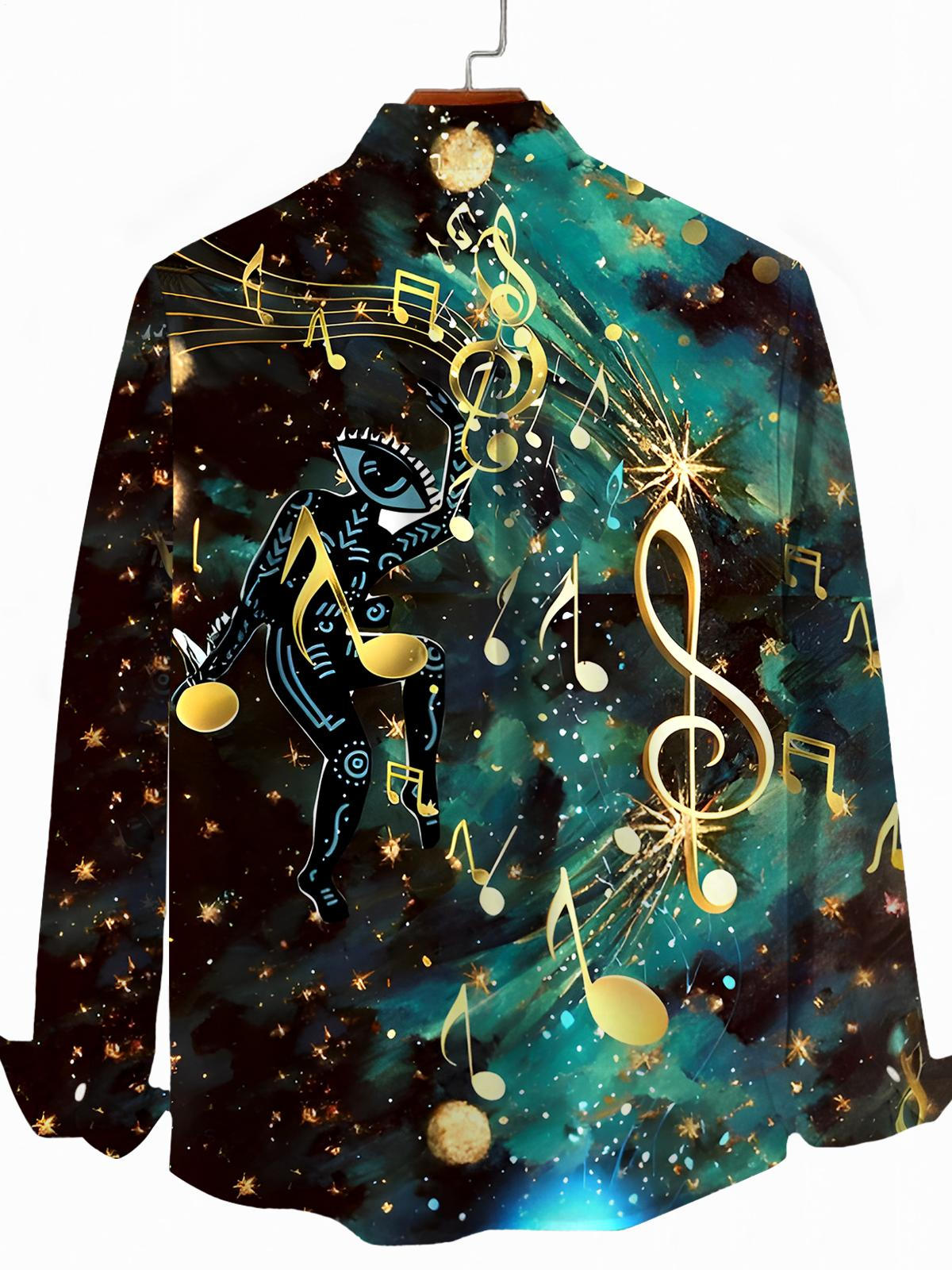 Musical Note Men's Pocket Long Sleeve Shirts