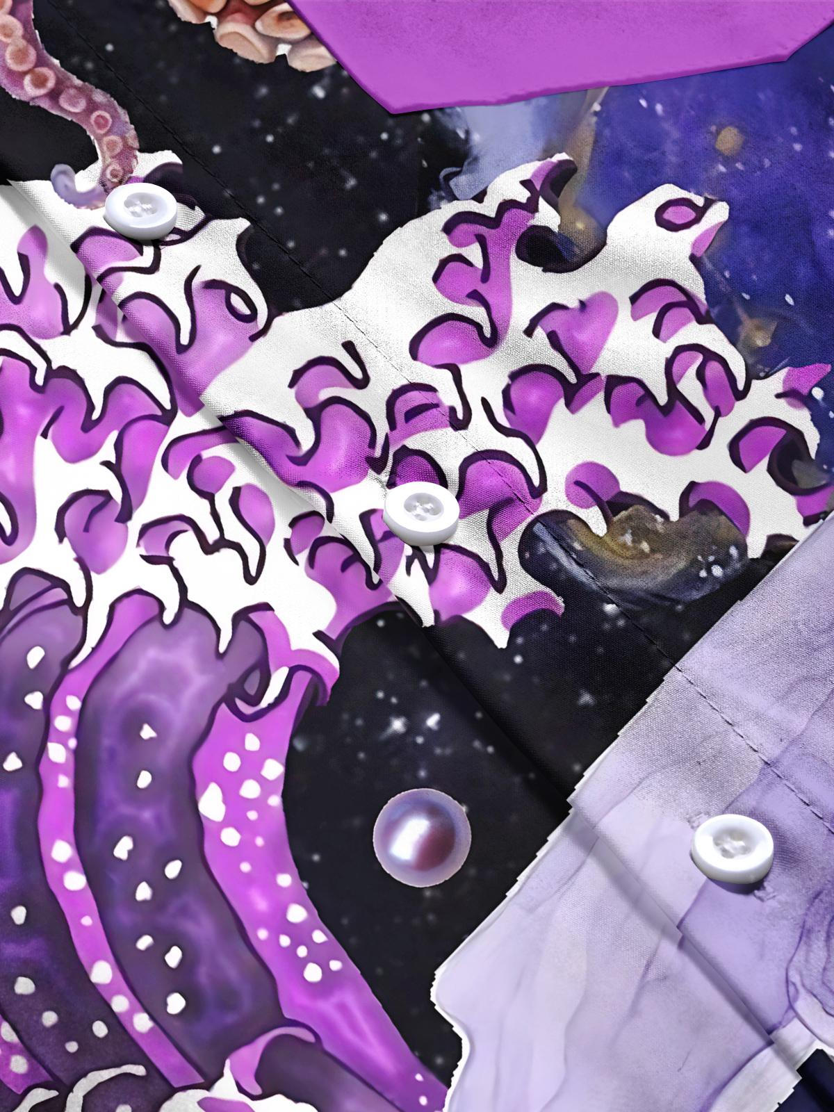 Marine Life Print Men's Pocket Short Sleeve Shirts