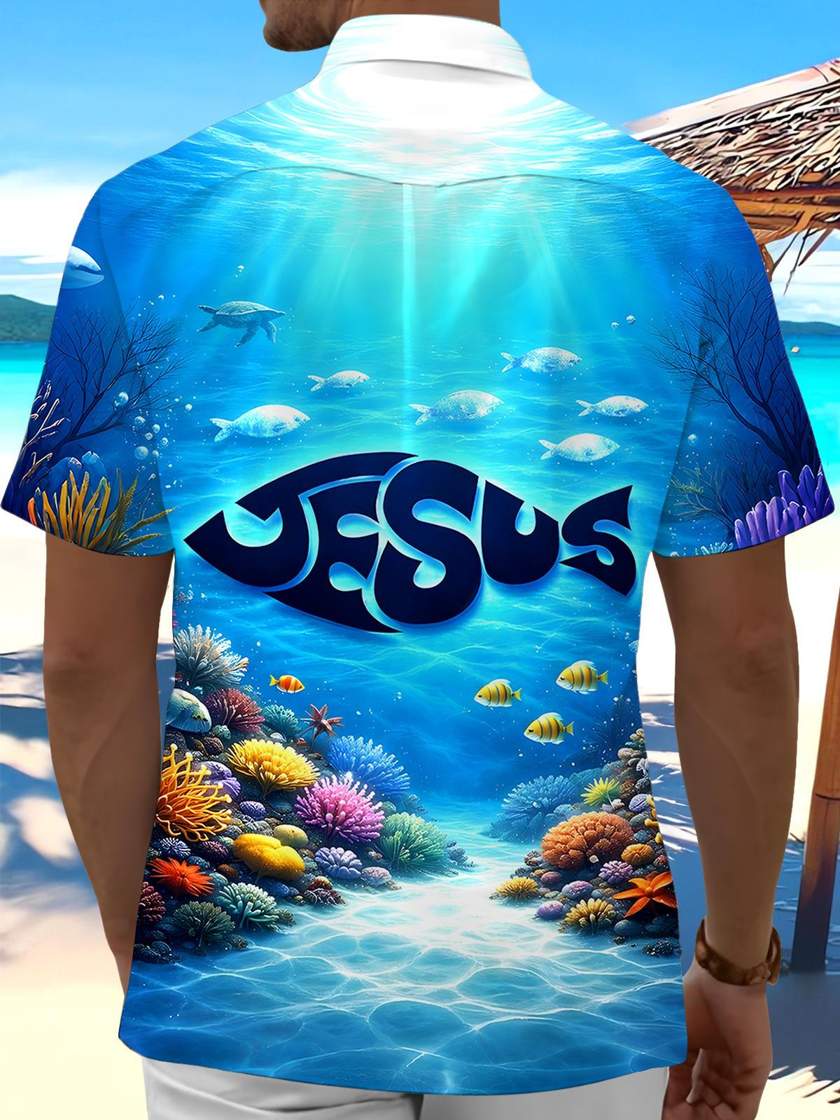 Jesus Fish Men's Pocket Short Sleeve Shirts