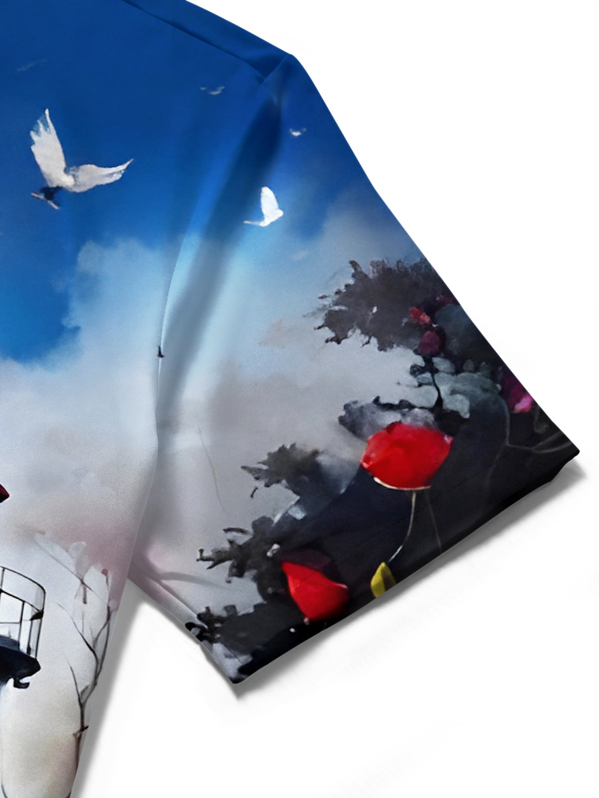 Lighthouse Floral Men's Pocket Short Sleeve Shirts