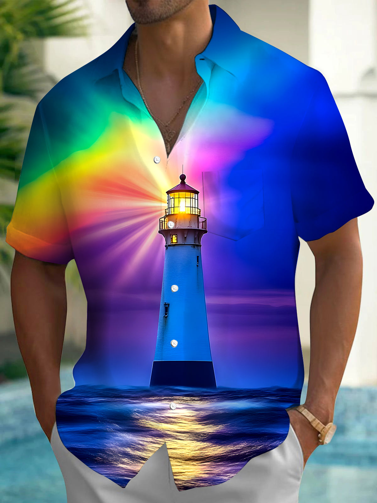 Lighthouse Men's Pocket Short Sleeve Shirts