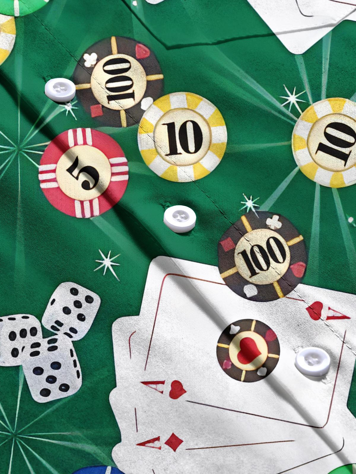 Poker Print Men's Pocket Short Sleeve Shirts