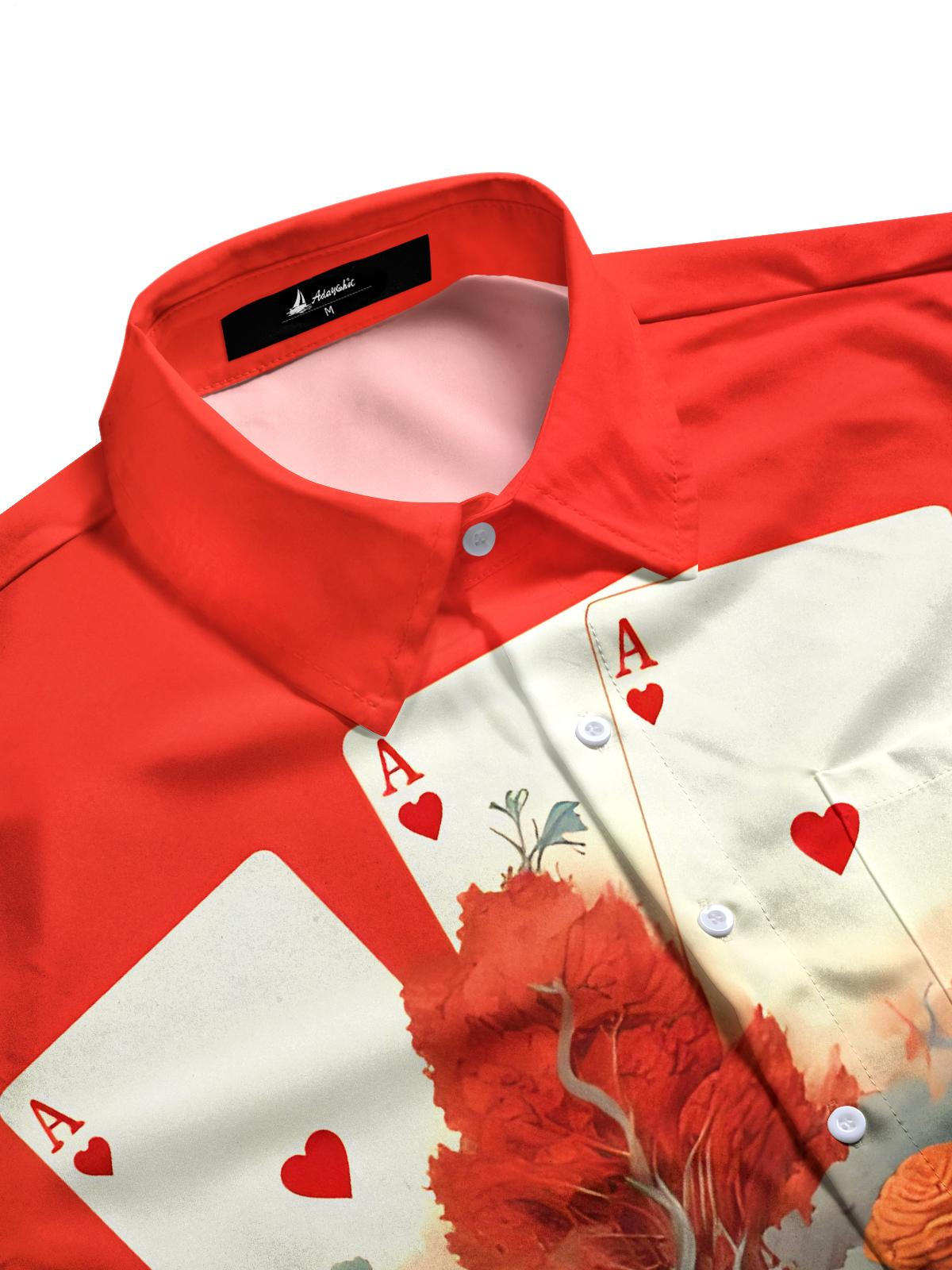 Skull Poker Men's Pocket Short Sleeve Shirts