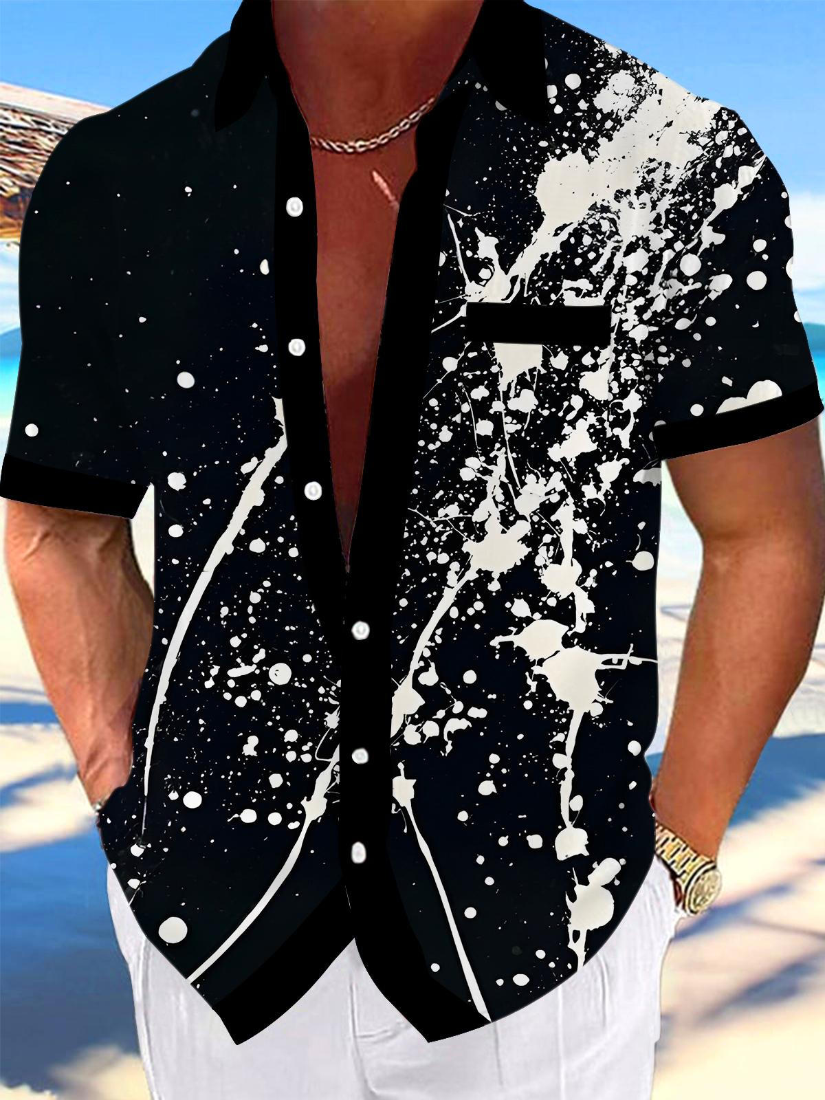 Tie Dye Abstract Lines Geometry Men's Pocket Short Sleeve Shirts