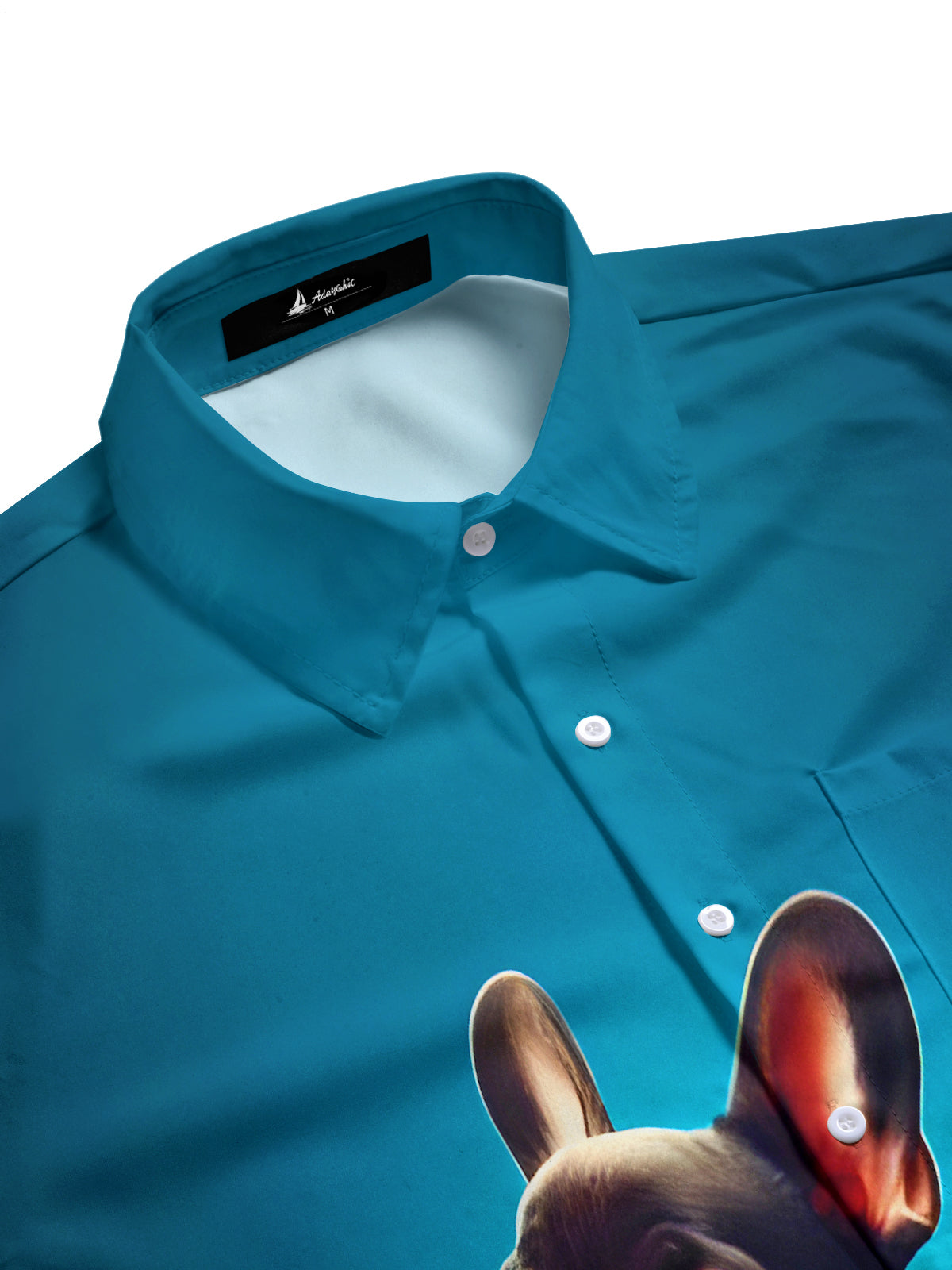 Funny Gradient Love Puppy Men's Pocket Long Sleeve Shirts