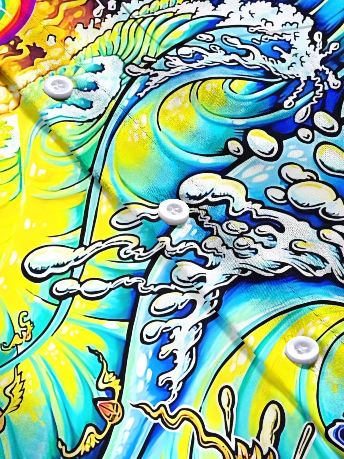 Abstract Art Print Men's Pocket Short Sleeve Shirts