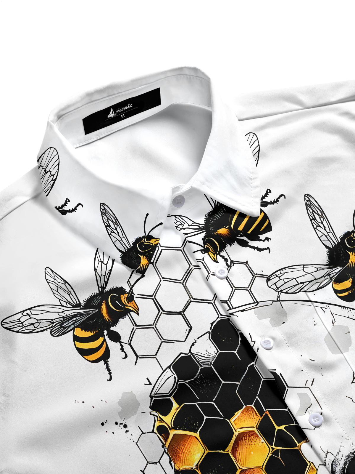 Skull Bee Men's Pocket Short Sleeve Shirts