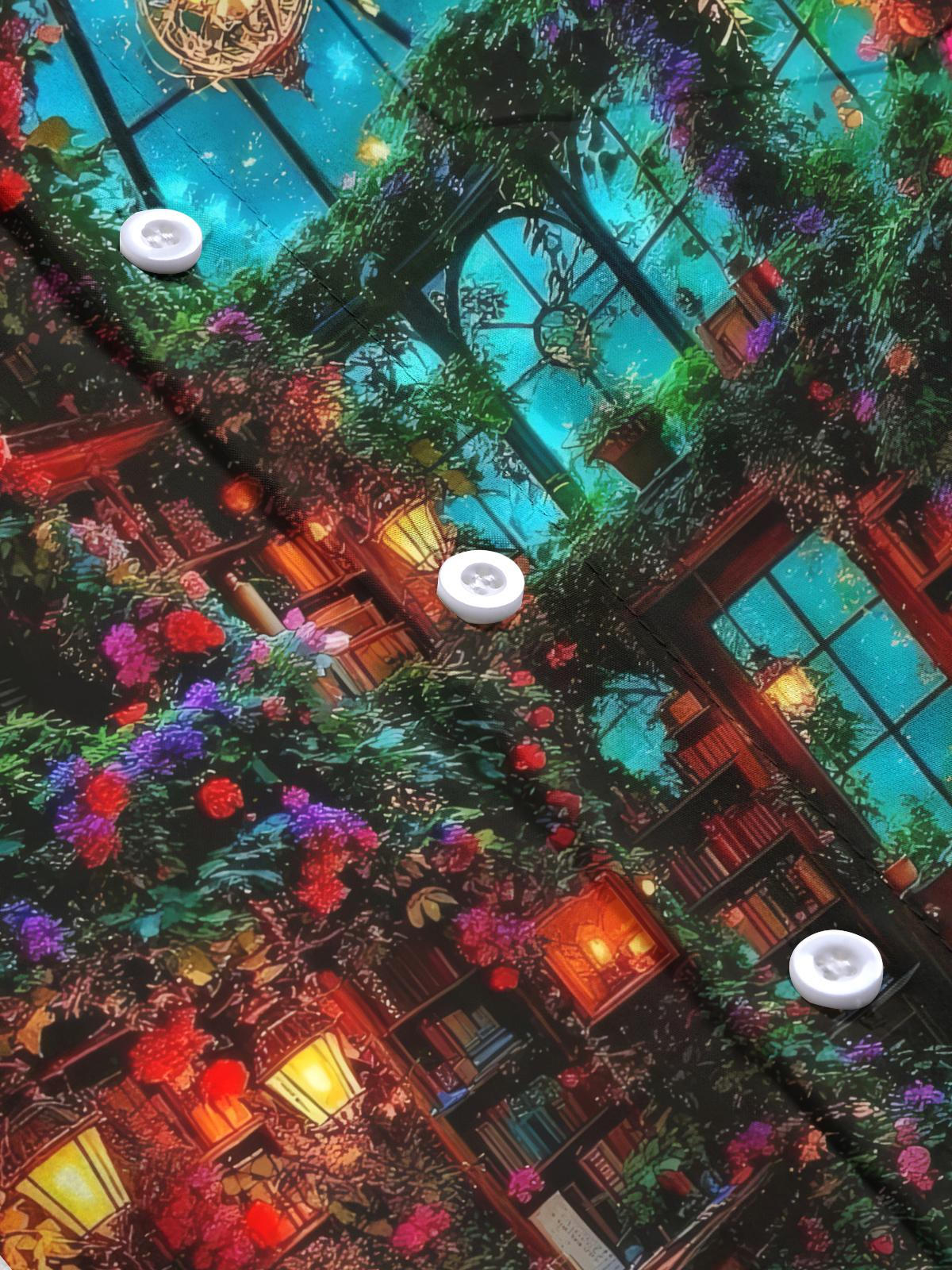 Floral Print Men's Pocket Long Sleeve Shirts