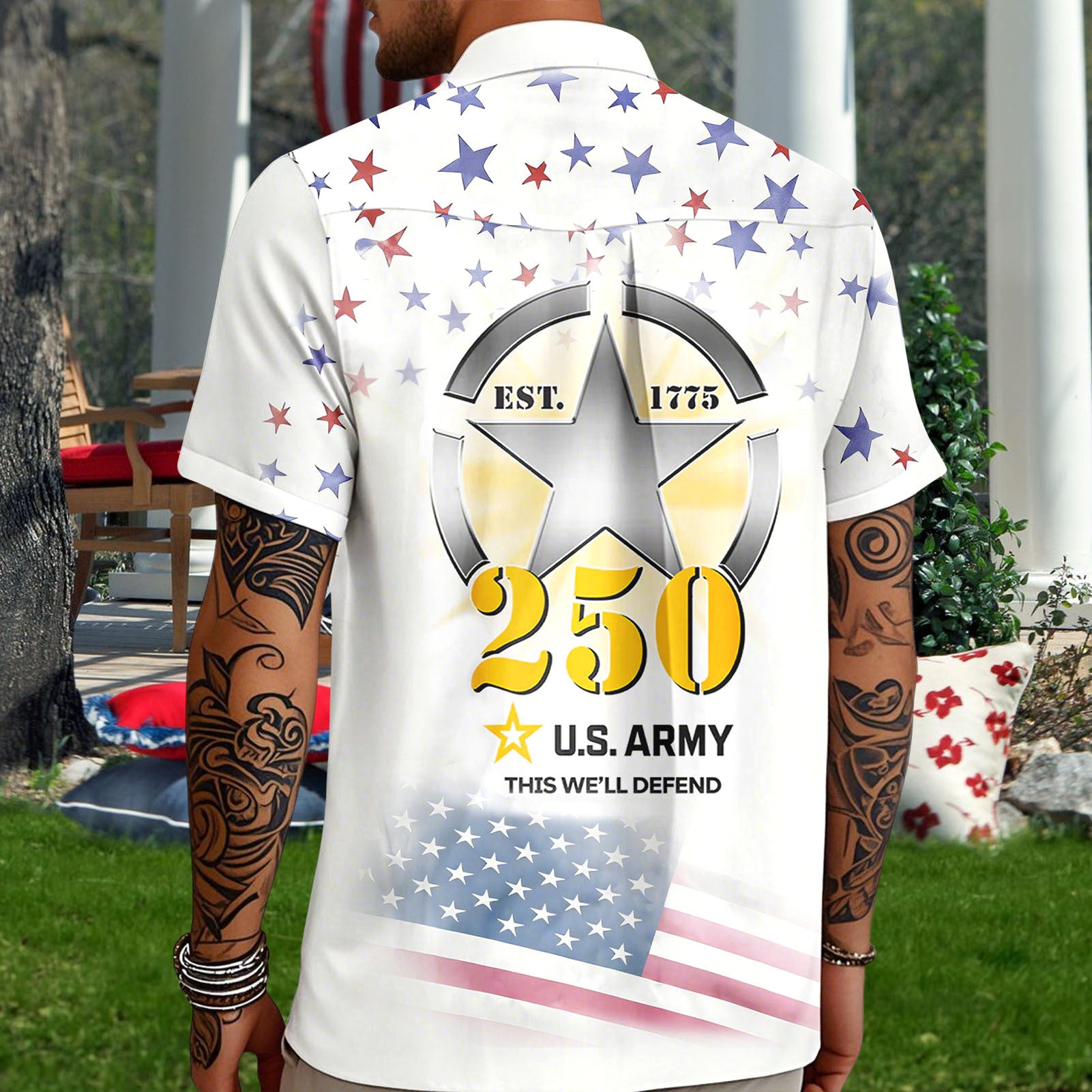 Patriotic Hawaiian Shirts for Men 250 Years Eagle Flag Patriotic Button Up Shirt Hawaiian Outfit for Parade sweetie