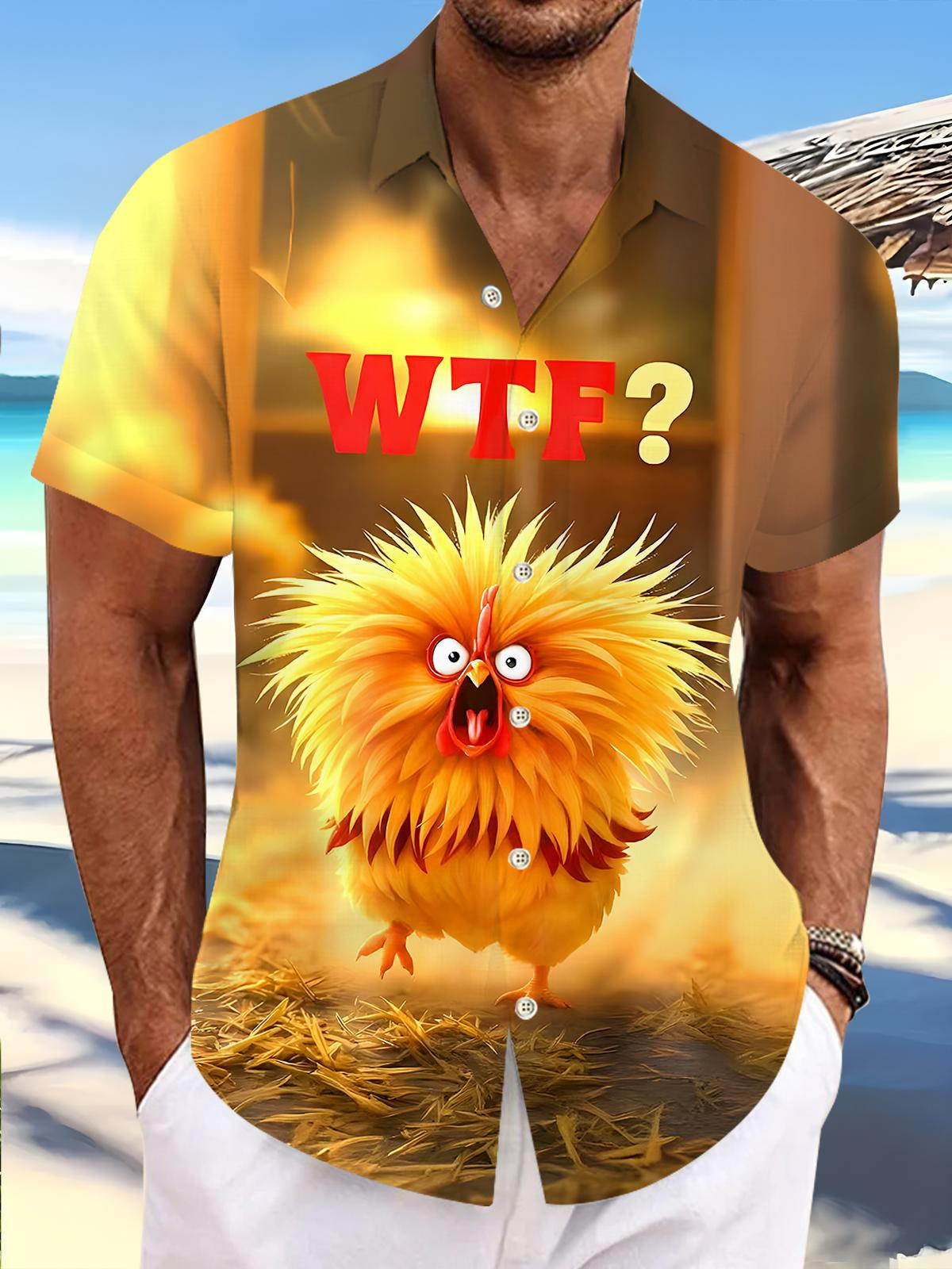 Funny Chickens Men's Pocket Short Sleeve Shirts