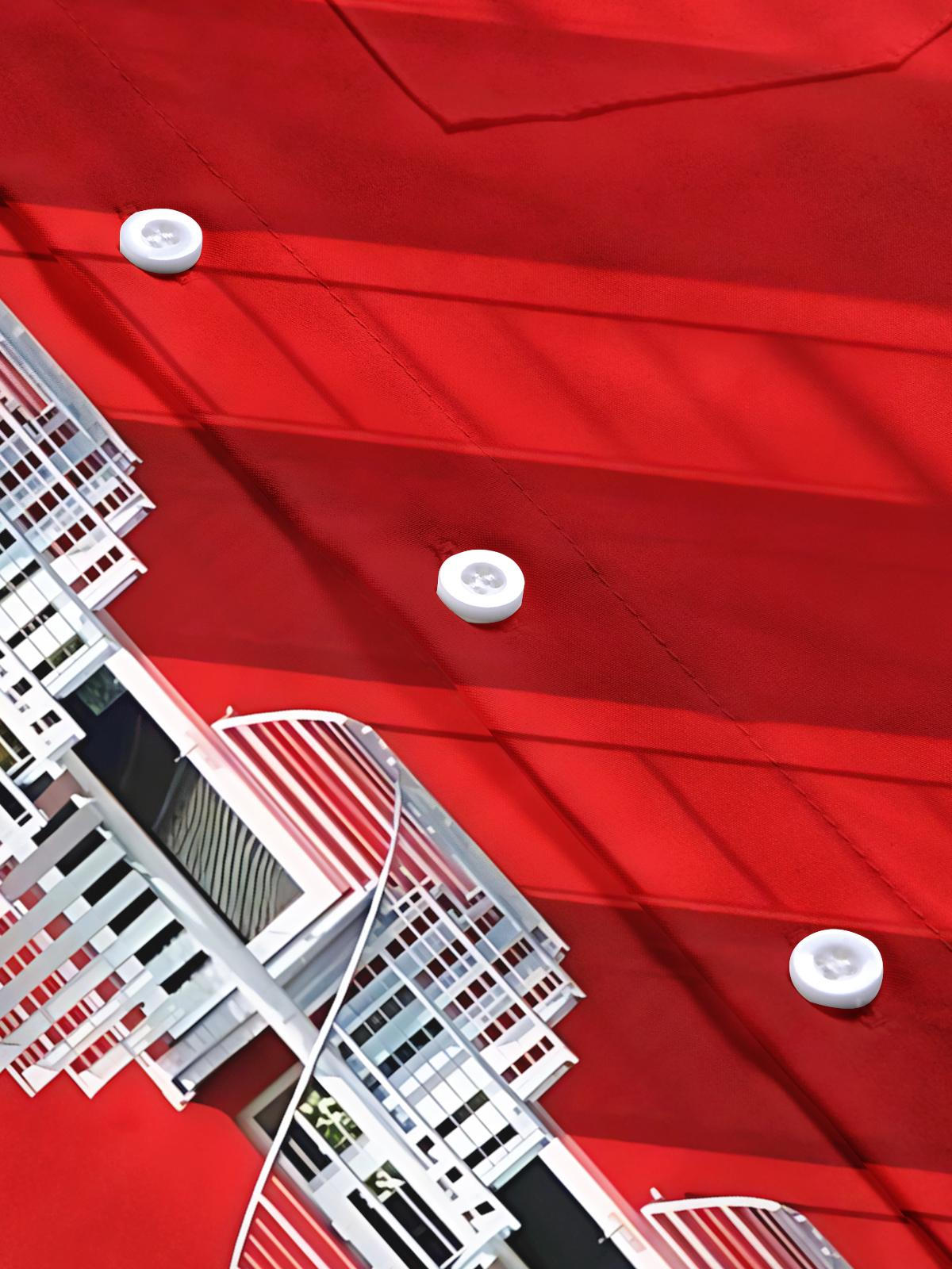 Stairway Print Men's Pocket Short Sleeve Shirts