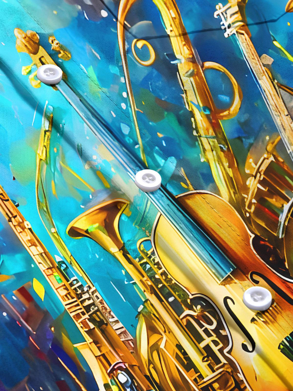 Art Music Instruments Men's Pocket Short Sleeve Shirts