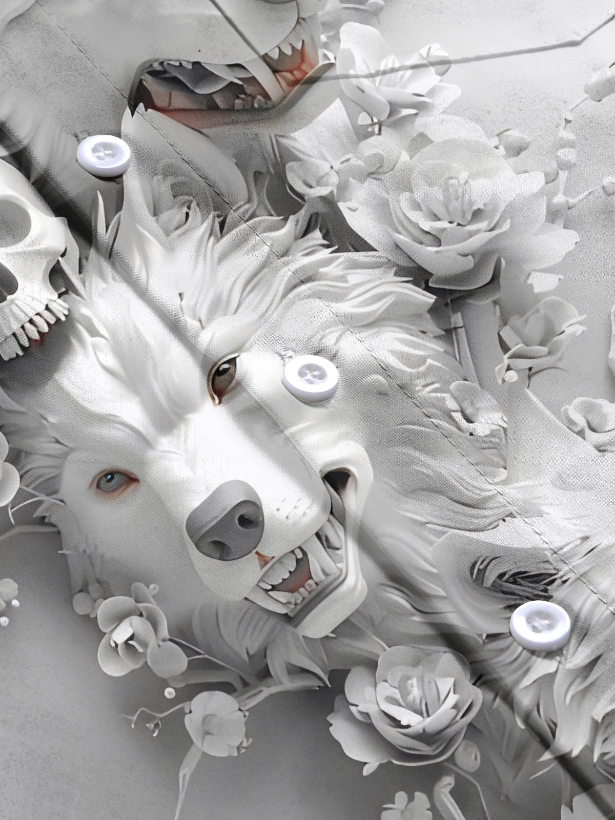 Wolf Skull Men's Pocket Short Sleeve Shirts