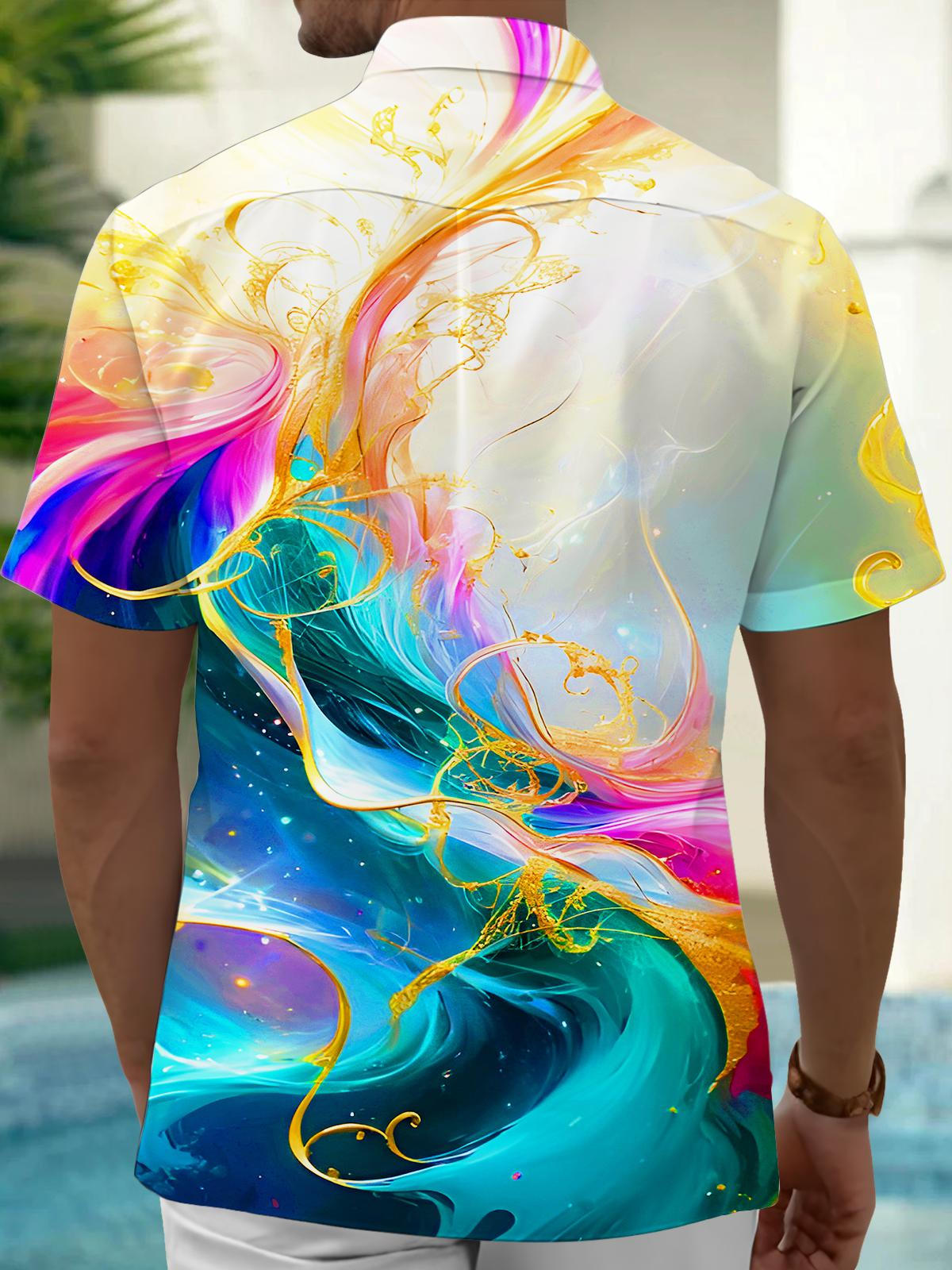 Molten Gold Fluid Art Men's Pocket Short Sleeve Shirts