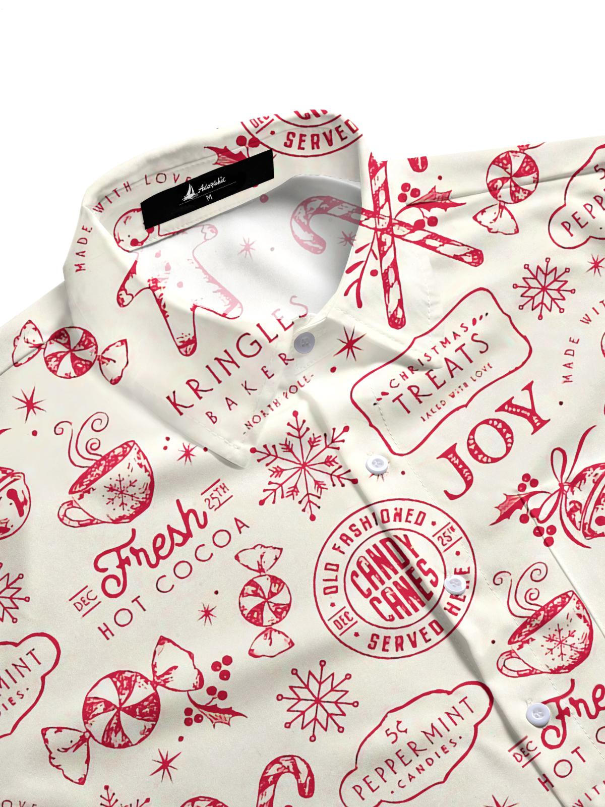 Christmas Print Men's Pocket Long Sleeve Shirts