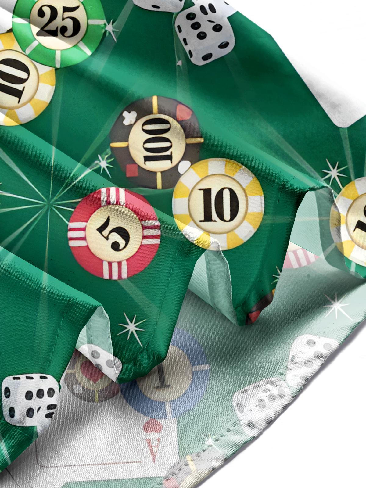 Poker Print Men's Pocket Short Sleeve Shirts