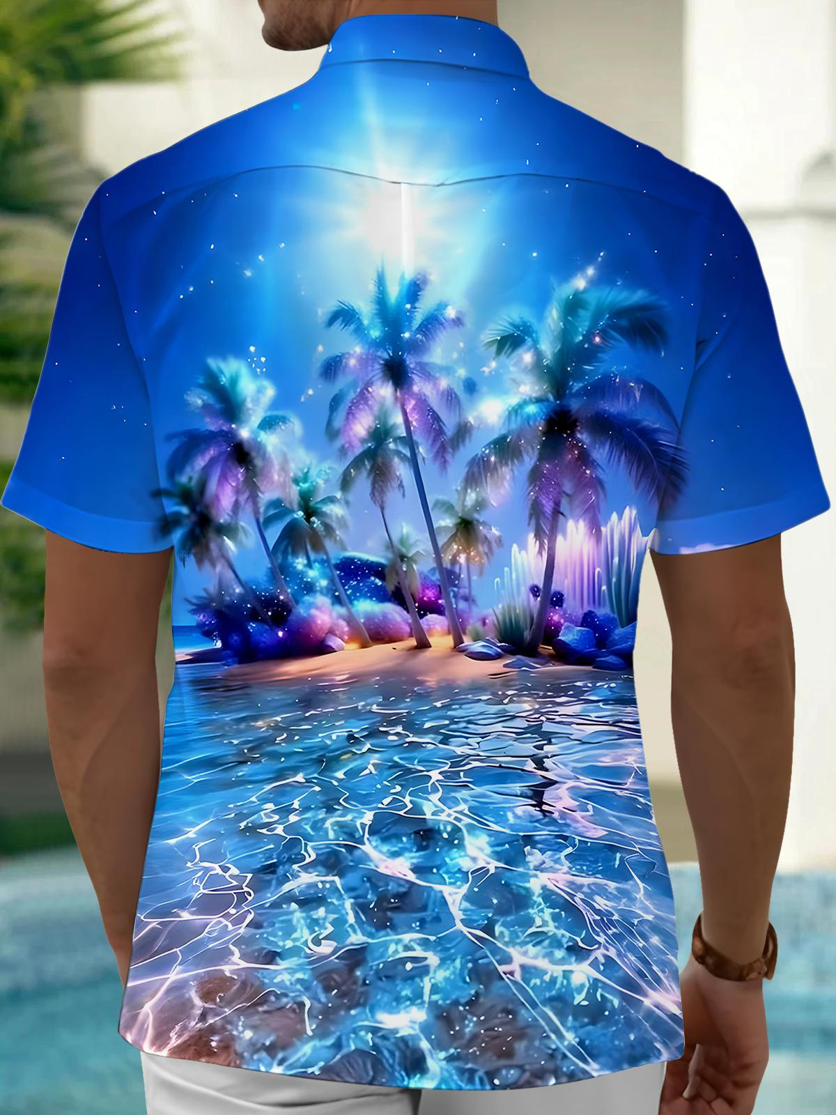 Hawaiiab Coconut Tree Men's Pocket Short Sleeve Shirts