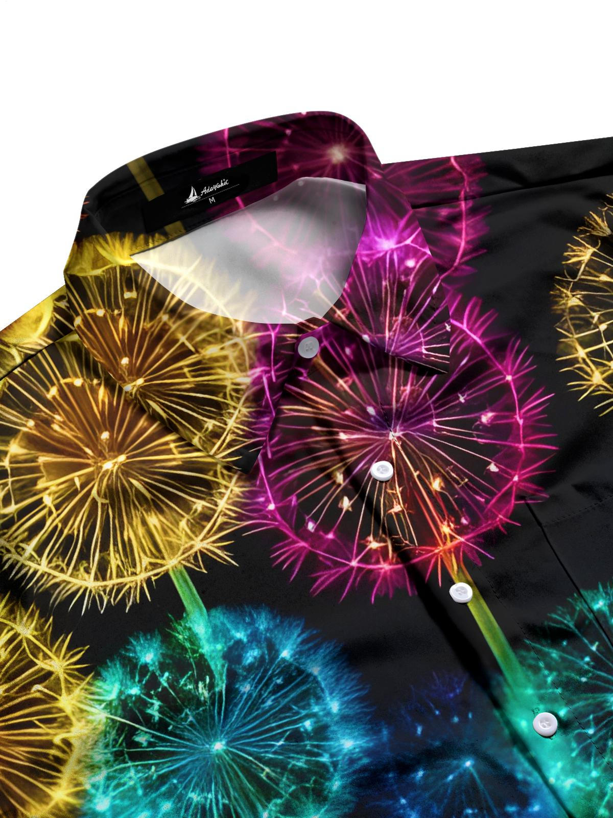 Dandelion Print Men's Pocket Short Sleeve Shirts